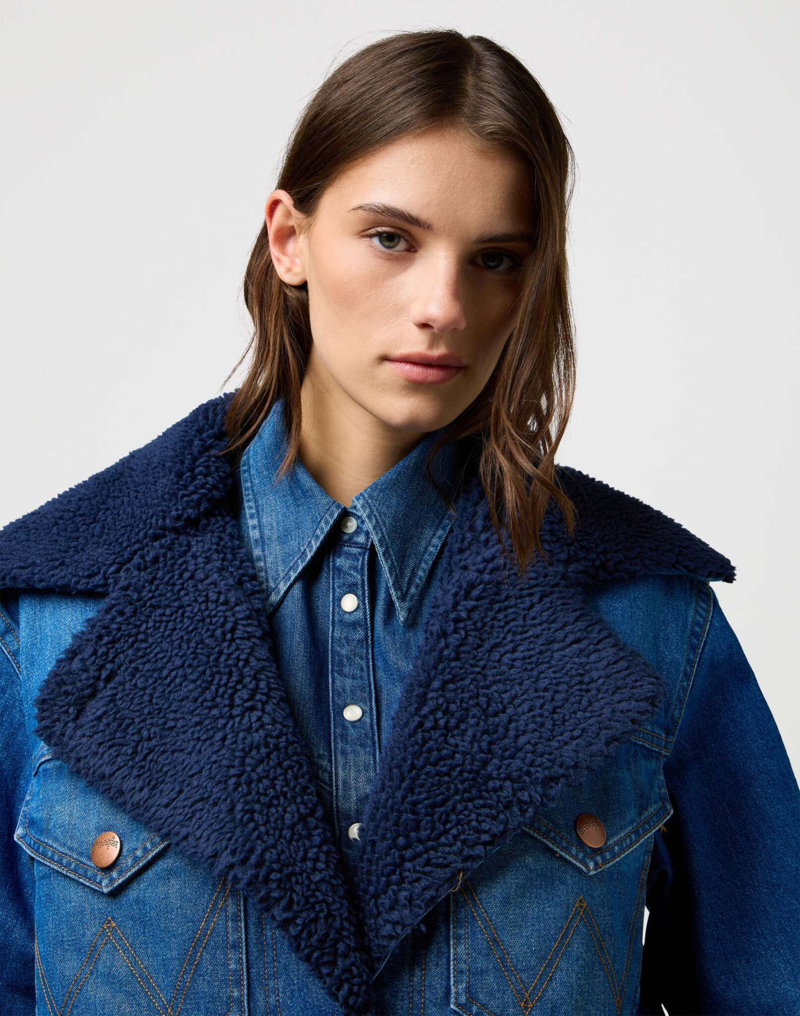Wrange Coat in Sparkle Blue Vestes Wrangler