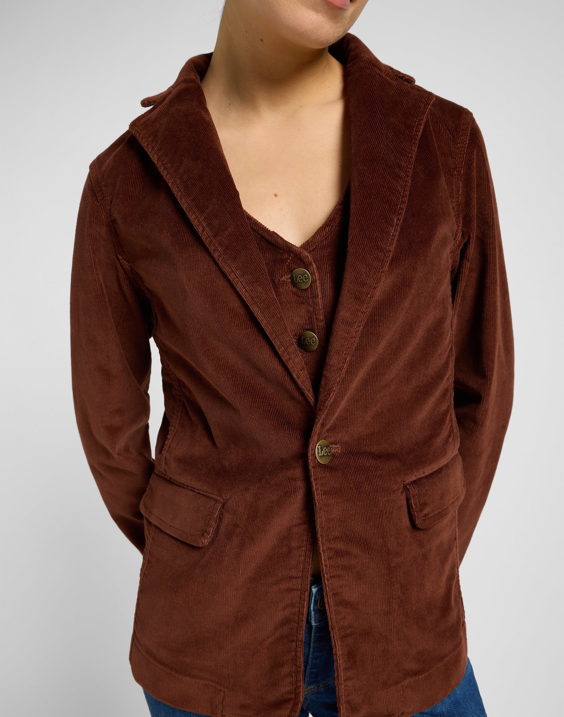 Structured Blazer in Luxe Brown Vestes Lee