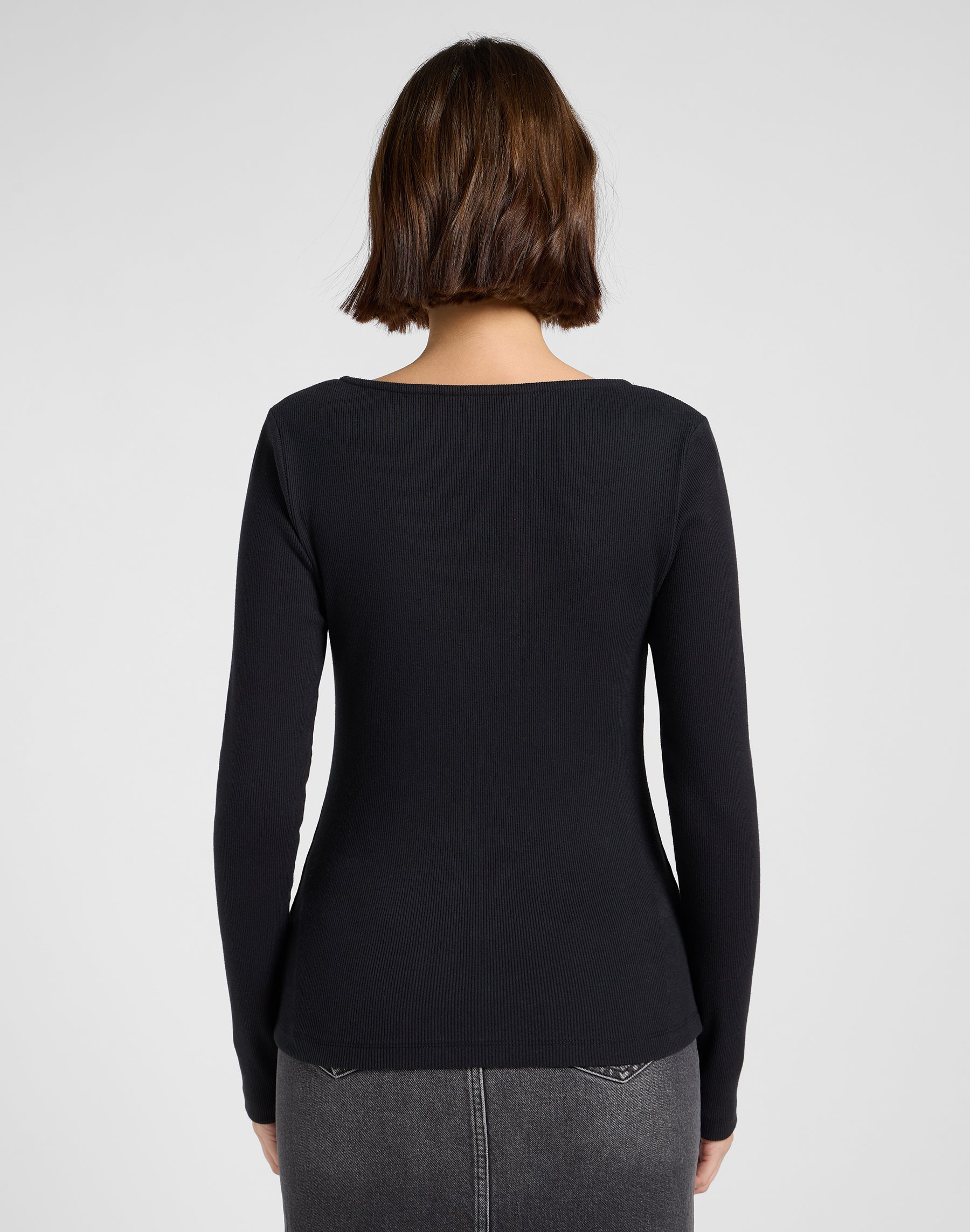 Ls Square Neck in Black T-shirts Lee
