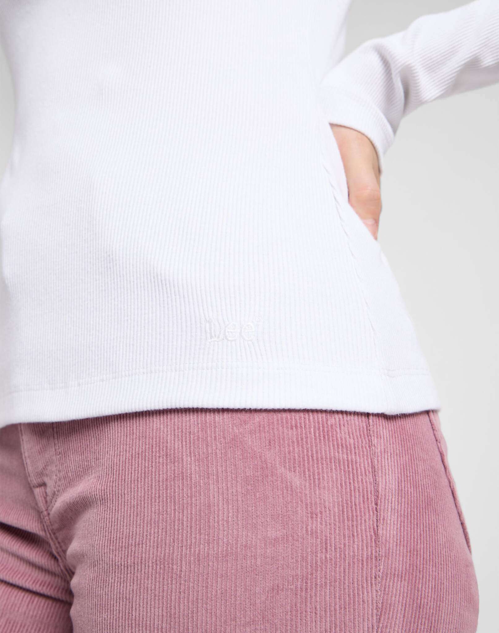 Ls Square Neck in Bright White T-shirts Lee