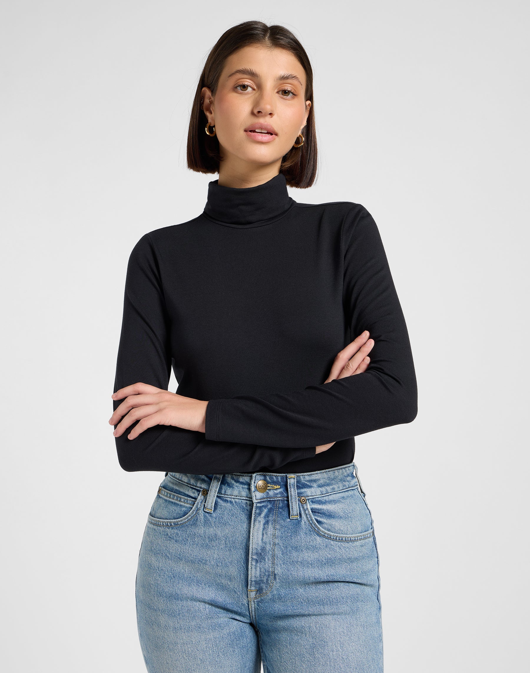 Ls Turtle Neck in Unionall Black T-shirts Lee