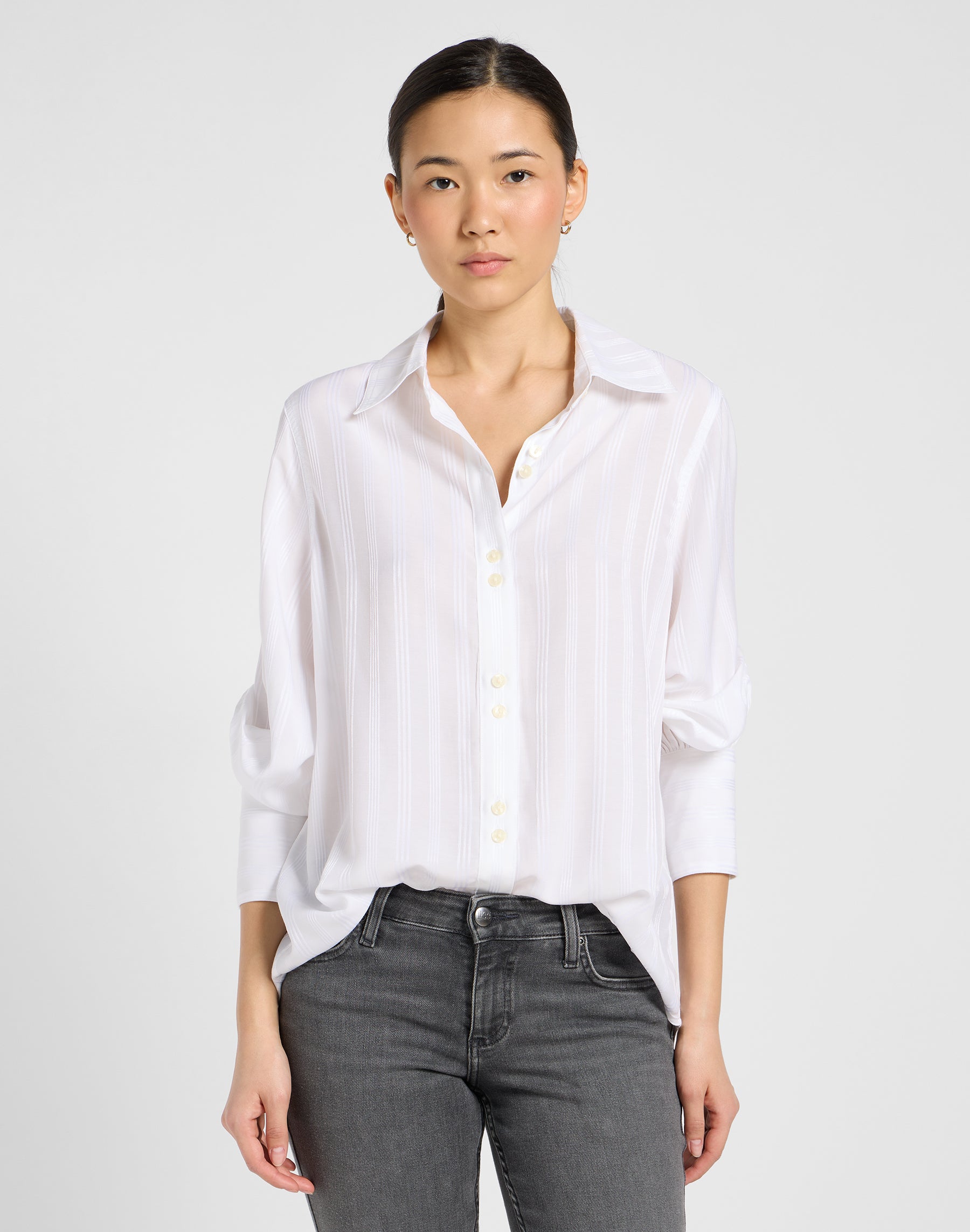 Balloon Sleeve Shirt in Bright White Chemises Lee