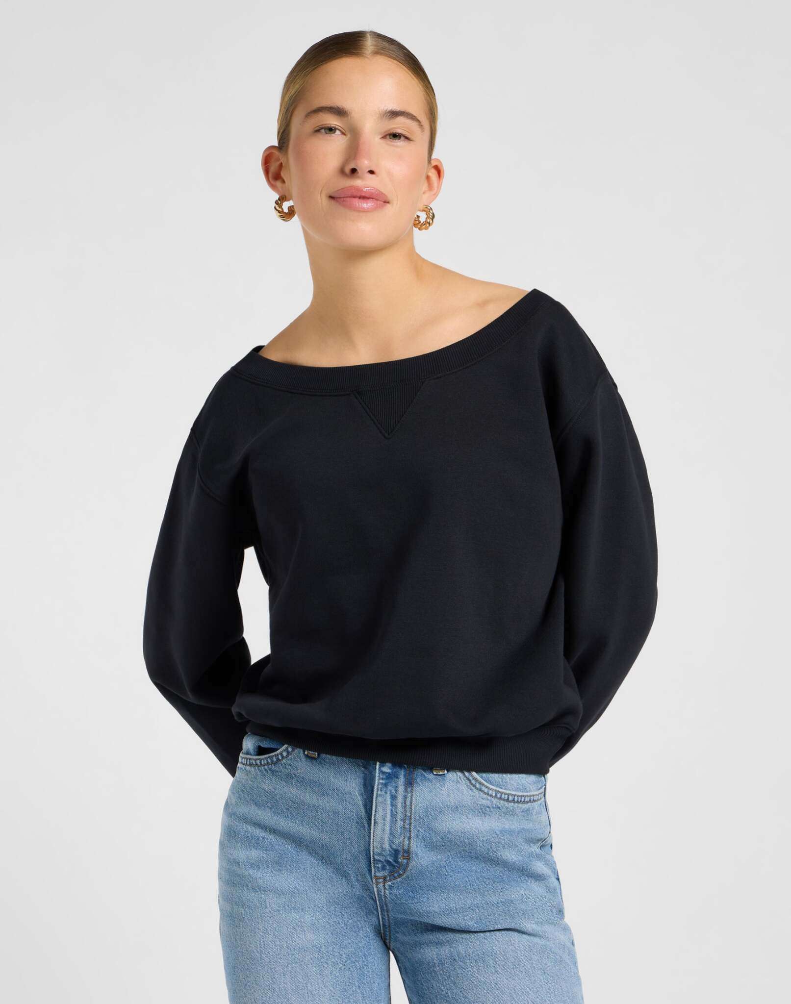 Off Shoulder Sws in Unionall Black Sweatshirts Lee