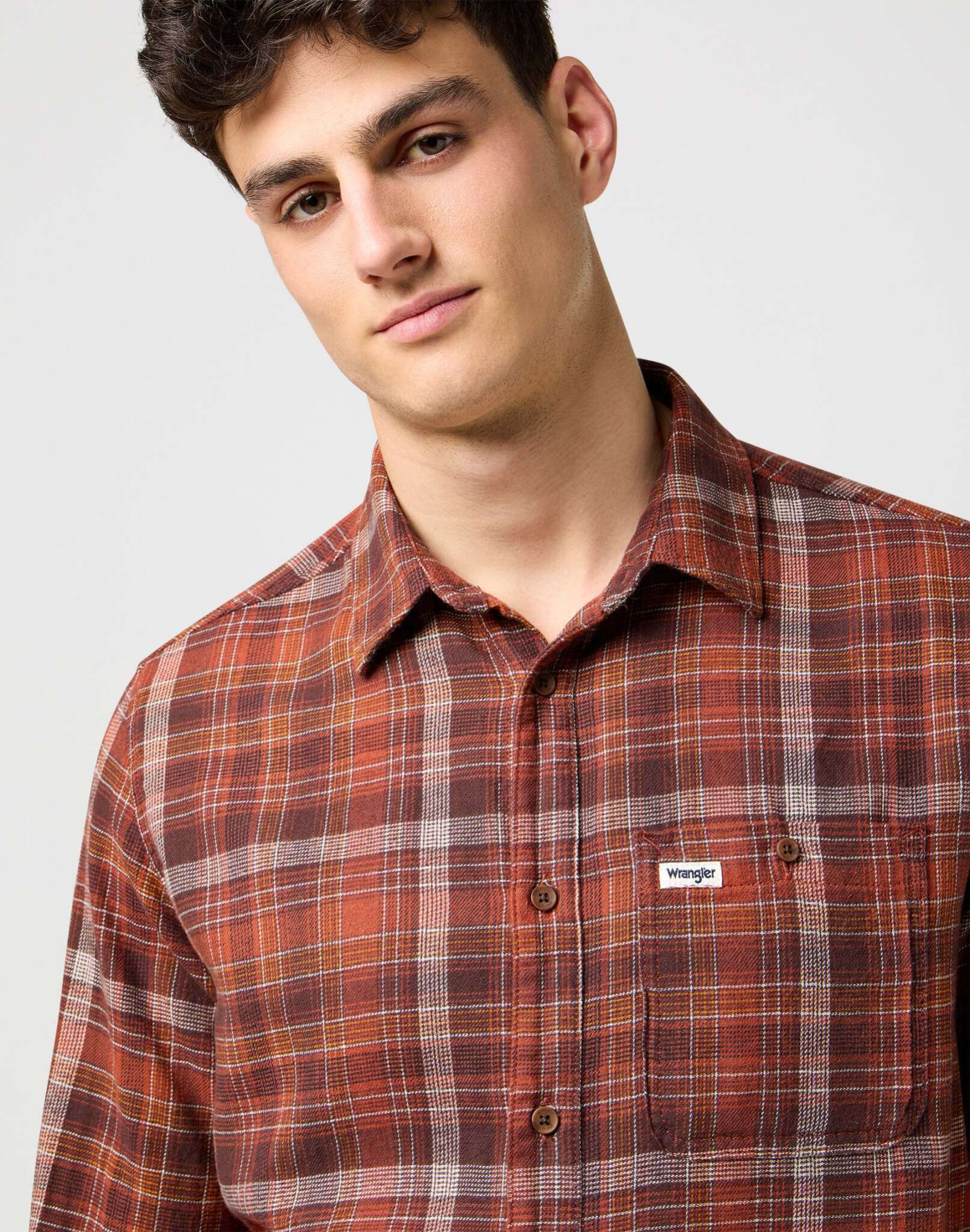 1 pt Flannel Shirt in Fired Brick Chemises Wrangler