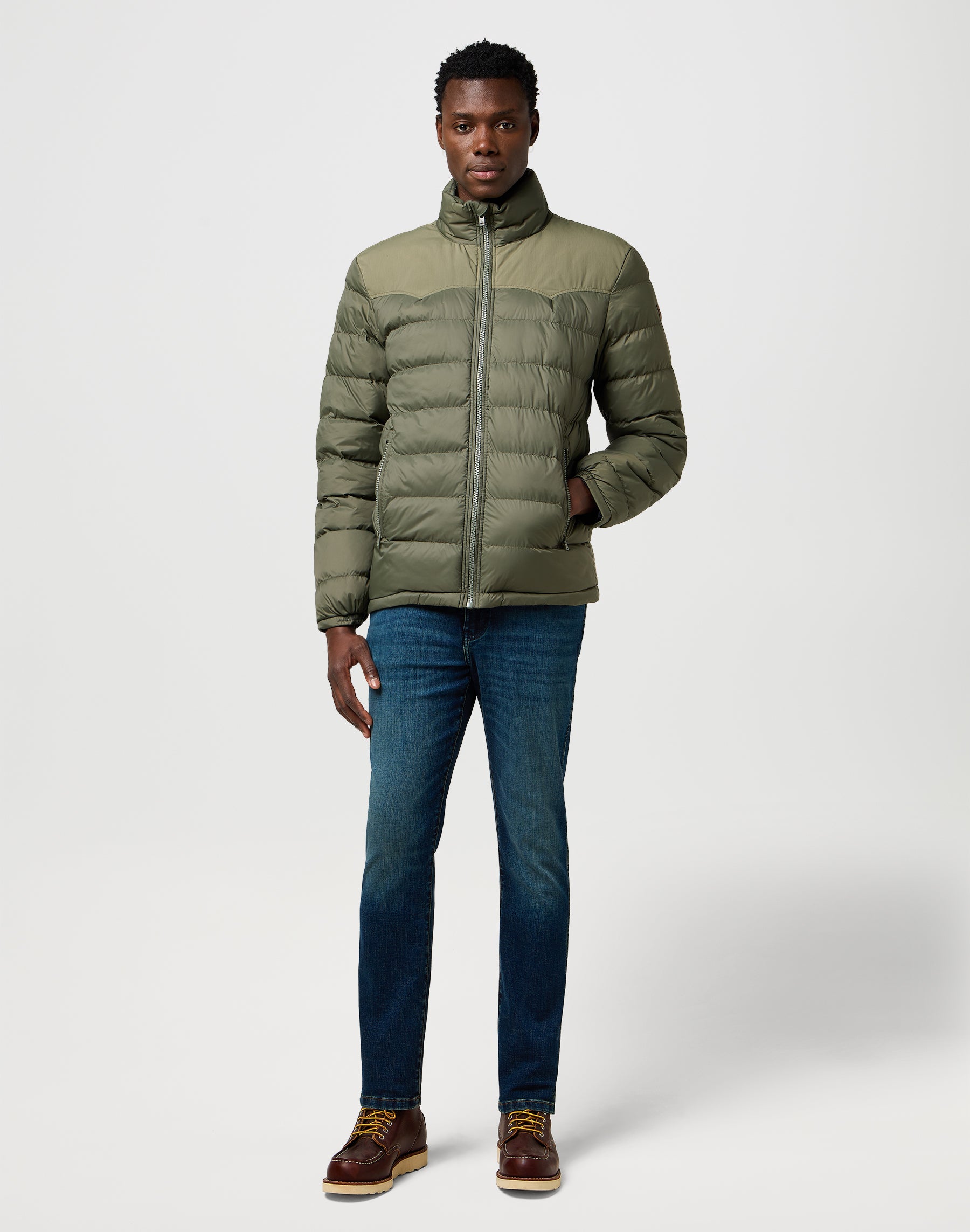 Packable Puffer in Dusty Olive Vestes Wrangler