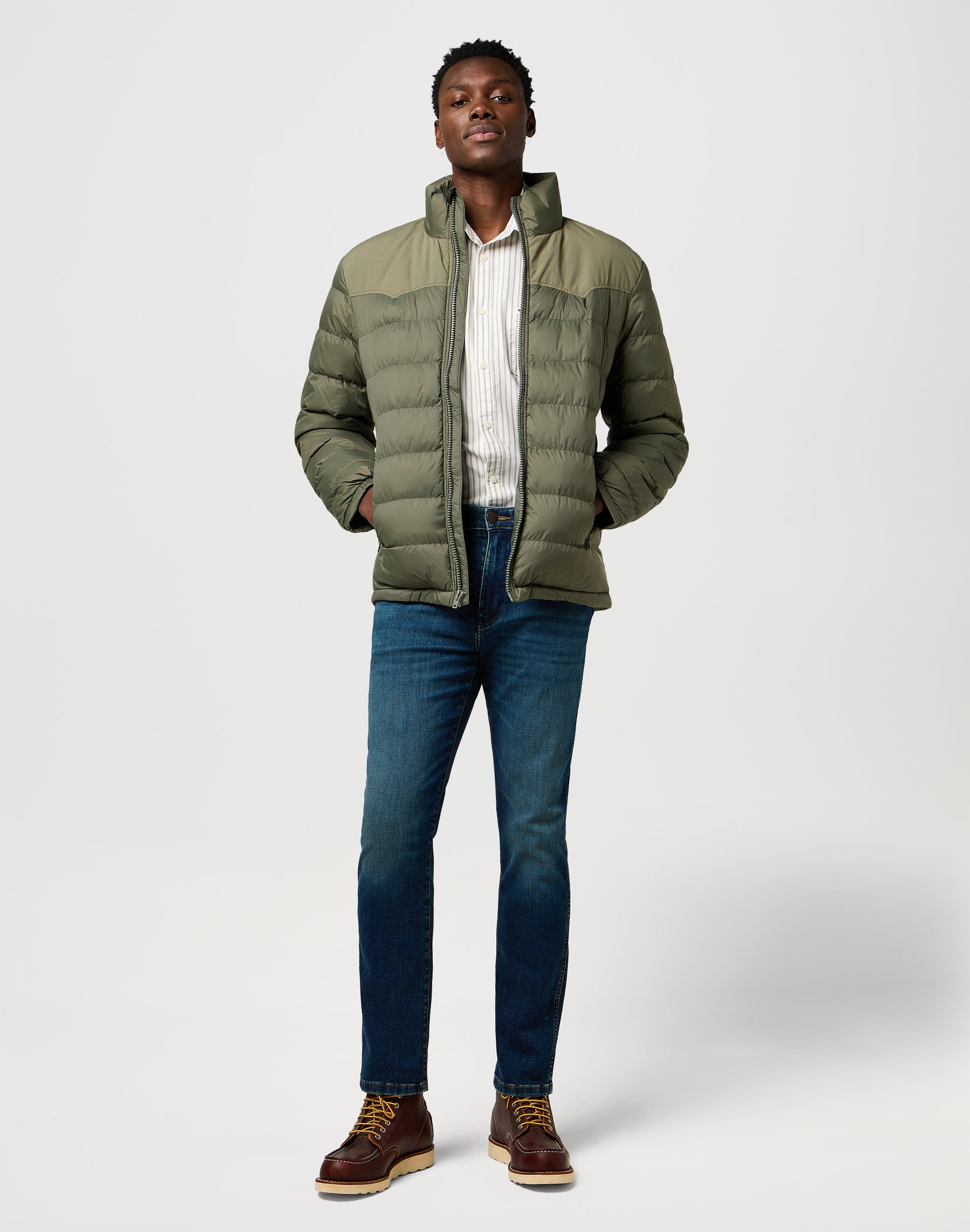 Packable Puffer in Dusty Olive Vestes Wrangler