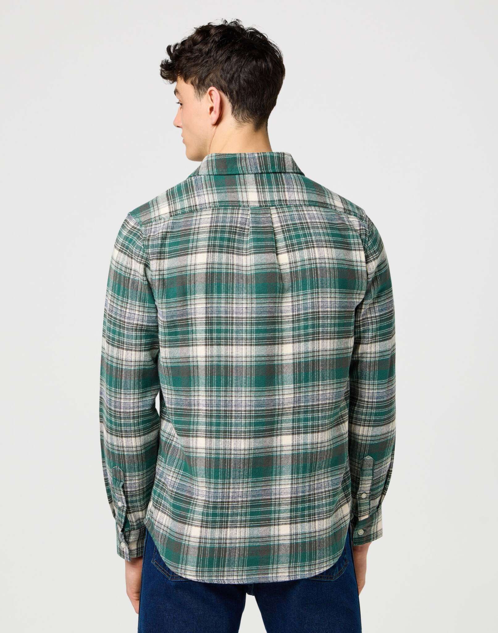 Brushed 1 Pkt Shirt in Green Birch Chemises Wrangler