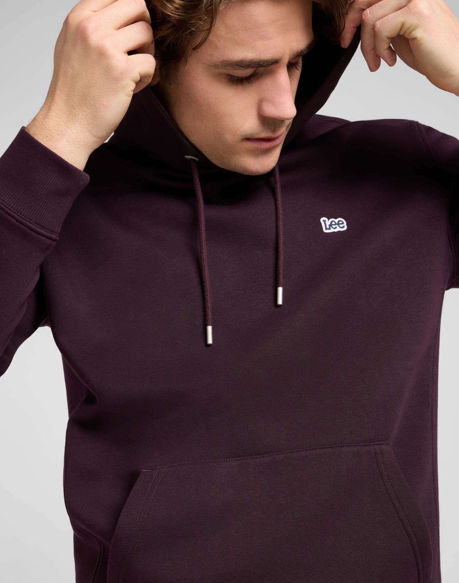 Sweat à capuche Plain in Deep Wine Sweat à capuche Lee