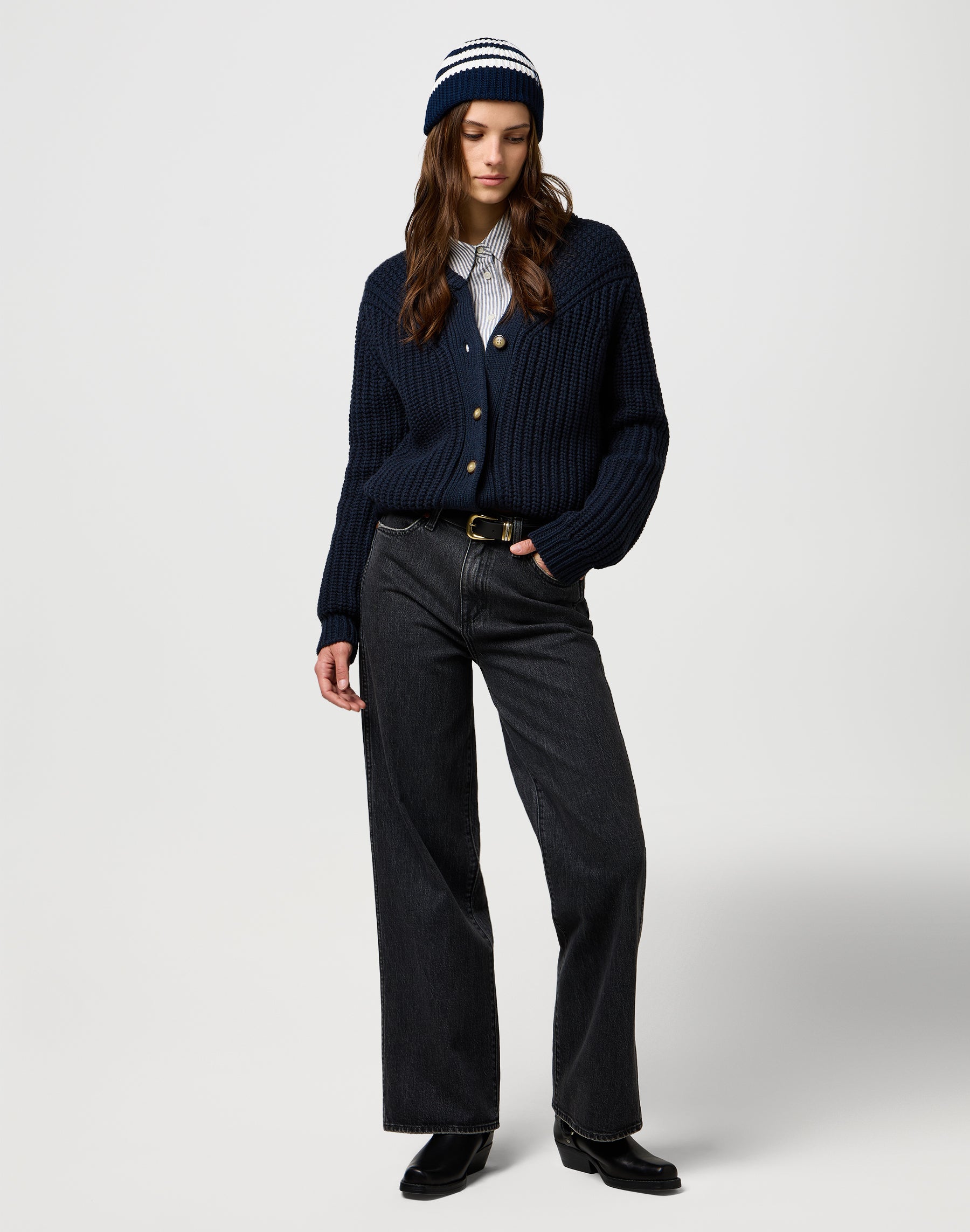 Bonnet Striped in Dark Navy Bonnets Wrangler