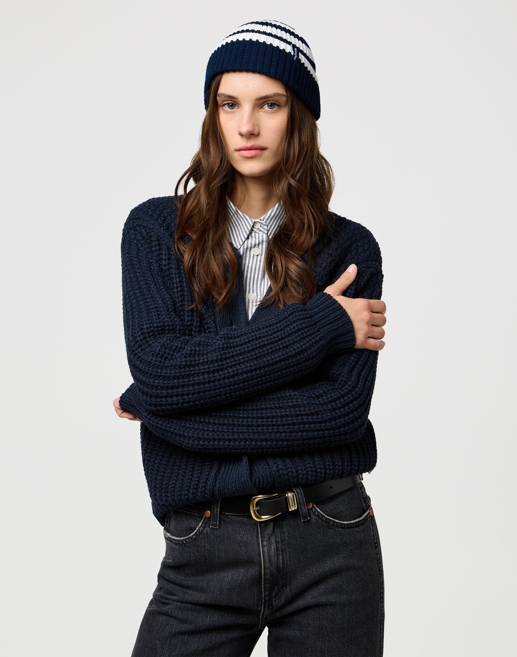 Bonnet Striped in Dark Navy Bonnets Wrangler