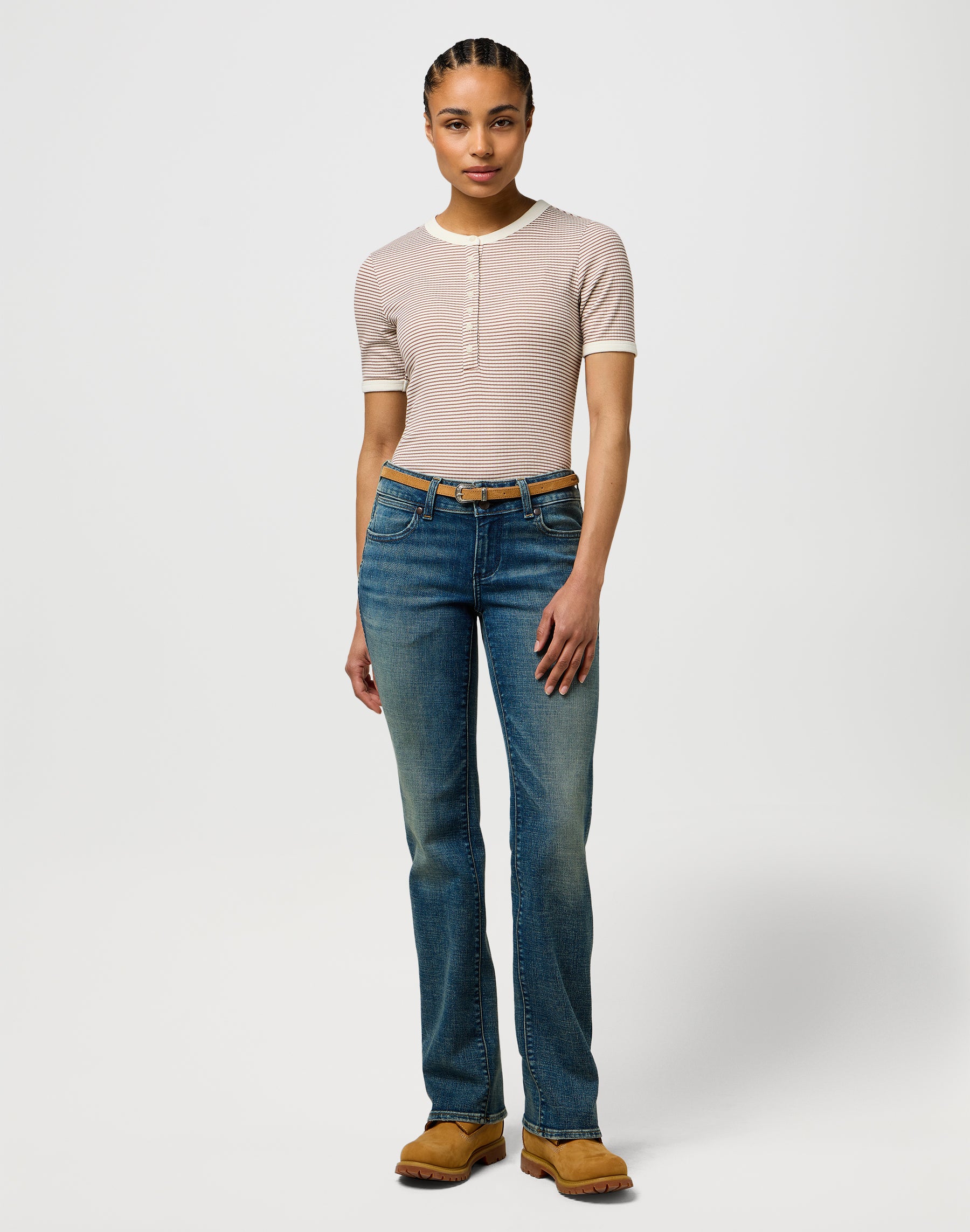 Thin Western Belt in Camel Ceinture Wrangler