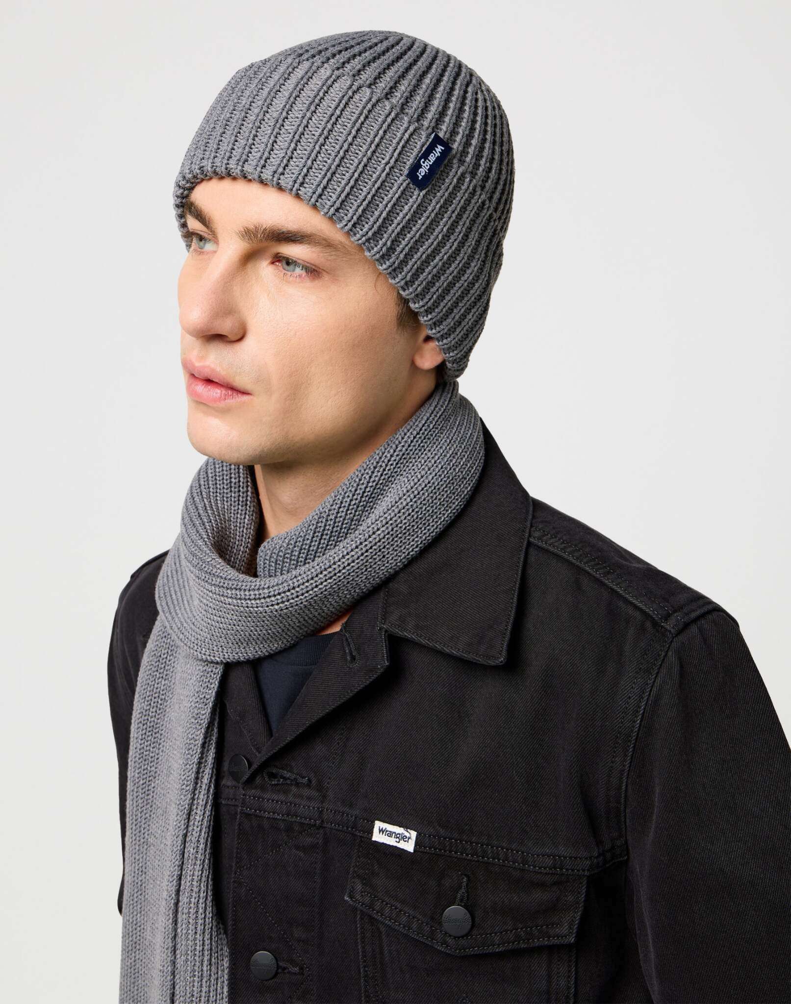 Scarf Beanie Set in Mid Grey Mel Écharpes Wrangler