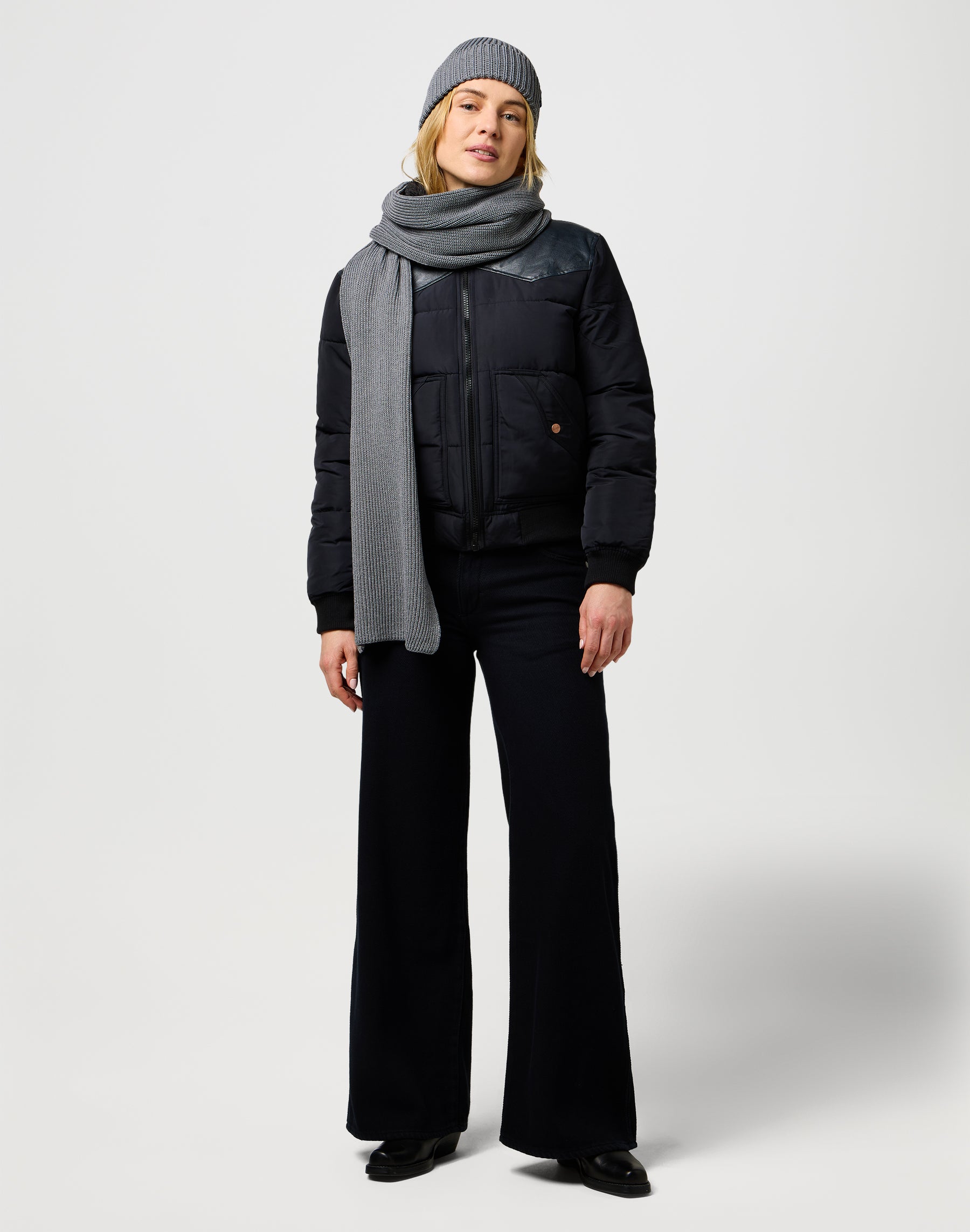 Scarf Beanie Set in Mid Grey Mel Écharpes Wrangler