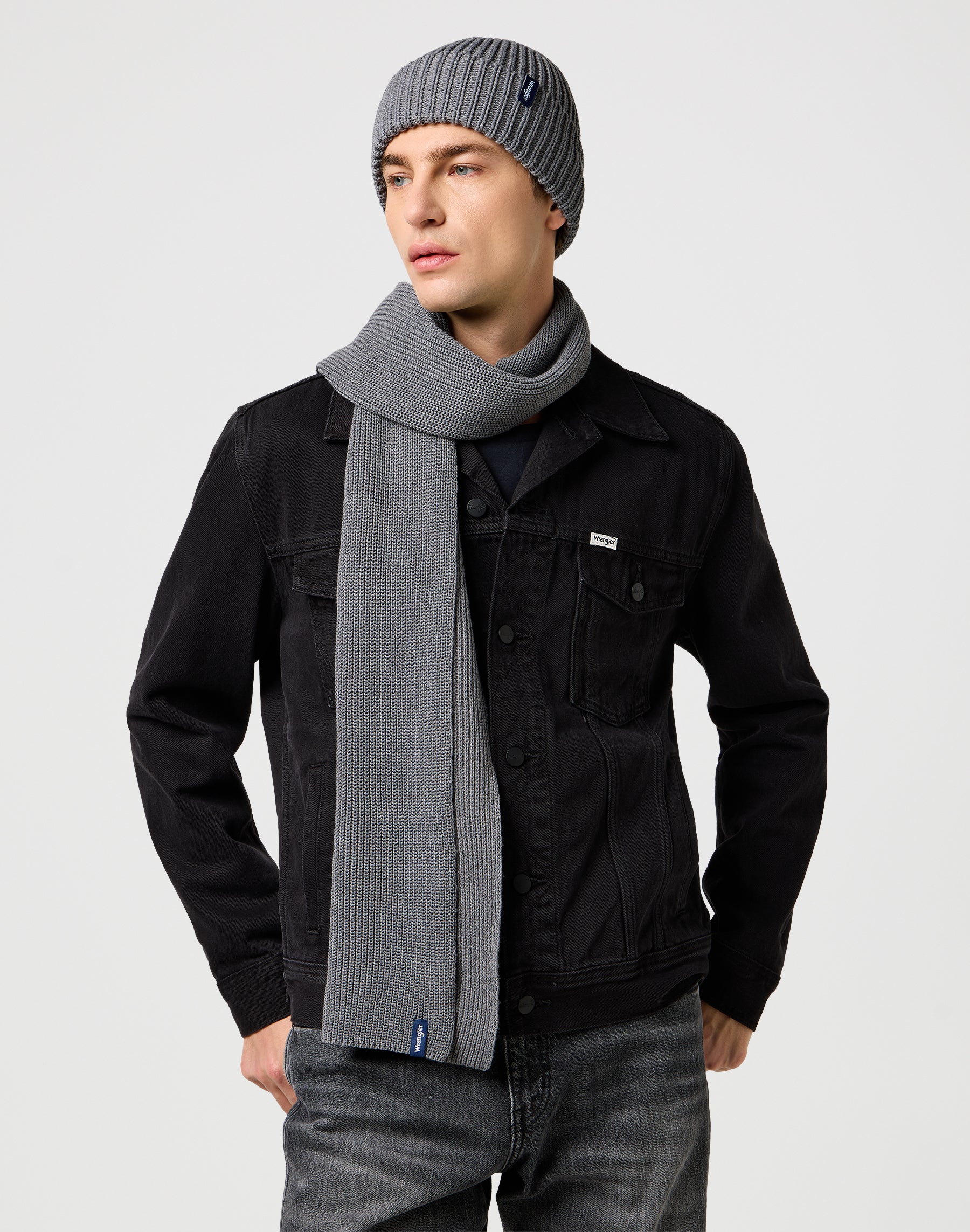 Scarf Beanie Set in Mid Grey Mel Écharpes Wrangler
