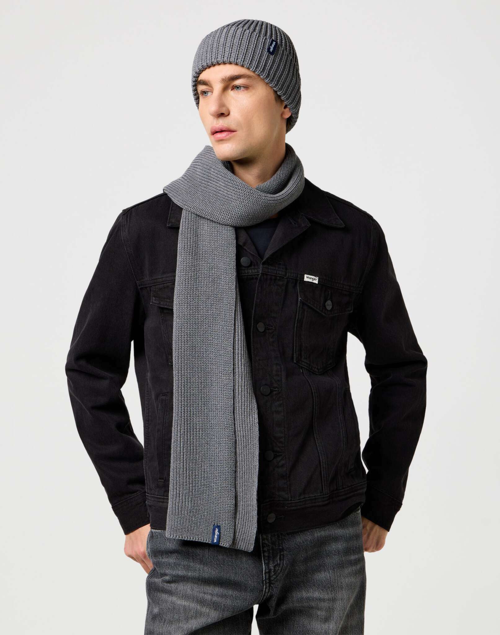 Scarf Beanie Set in Mid Grey Mel Écharpes Wrangler