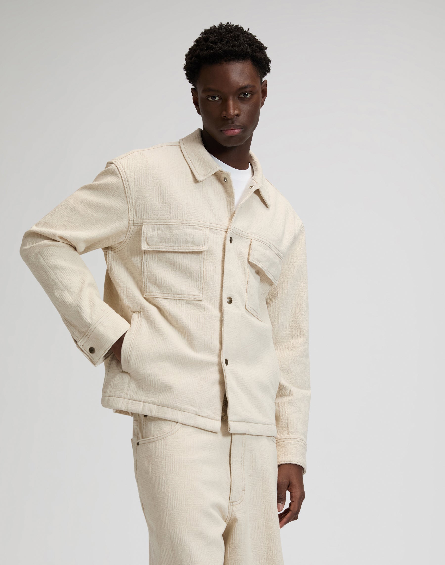 Veste Jacquard en grège naturel Vestes Lee