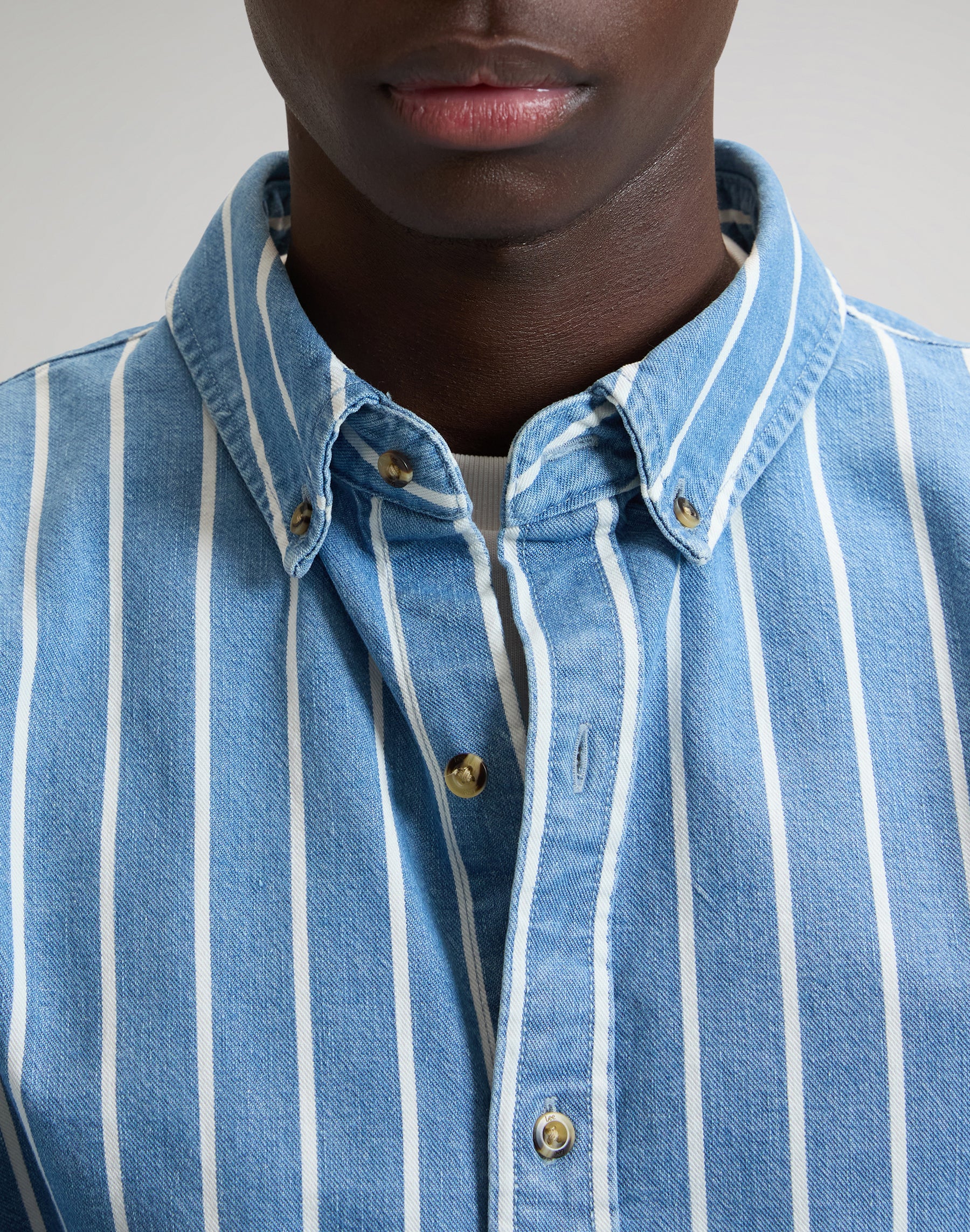 Chemise de travail boutonnée à rayures denim Lee