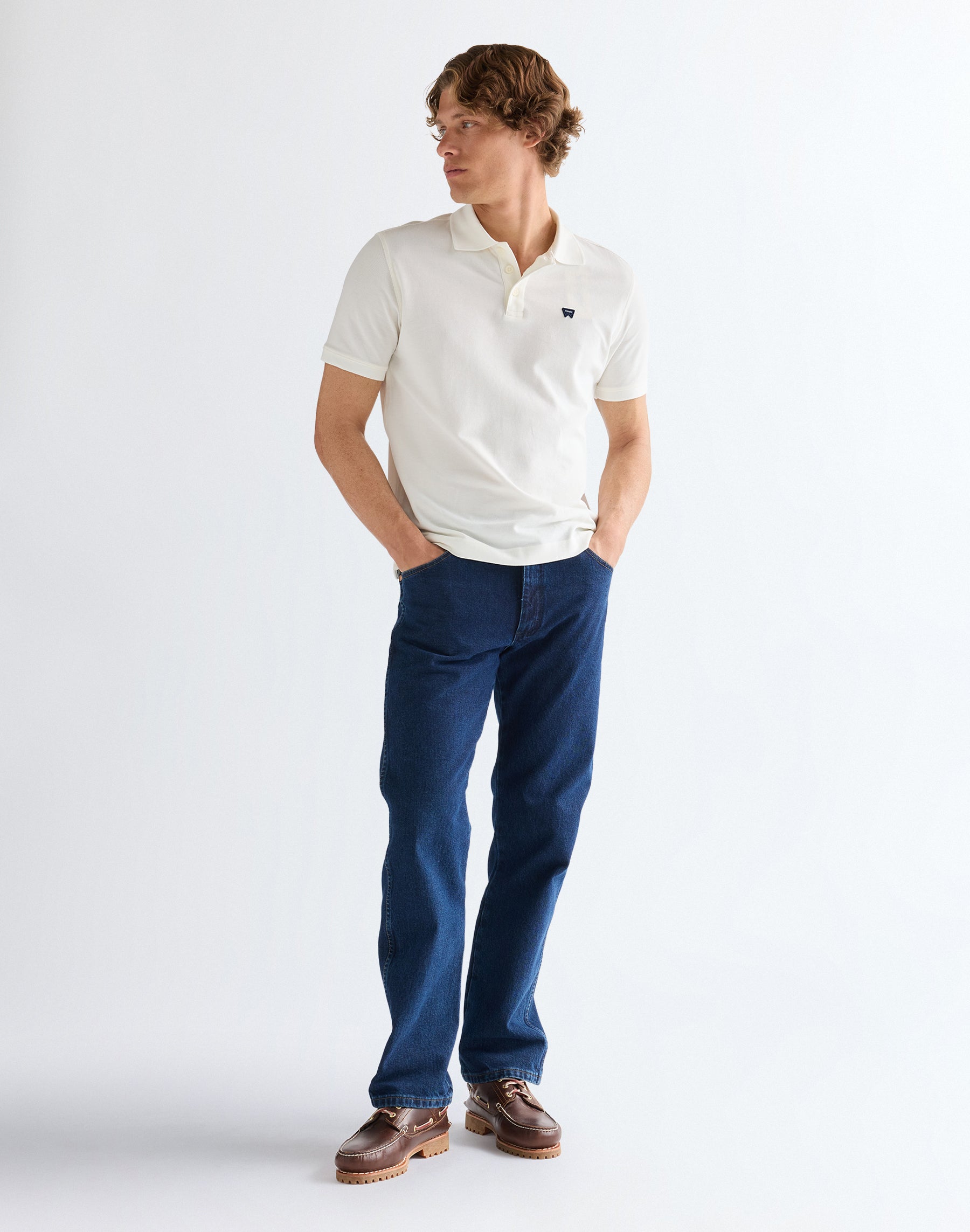 Polo blanc délavé T-shirts Wrangler