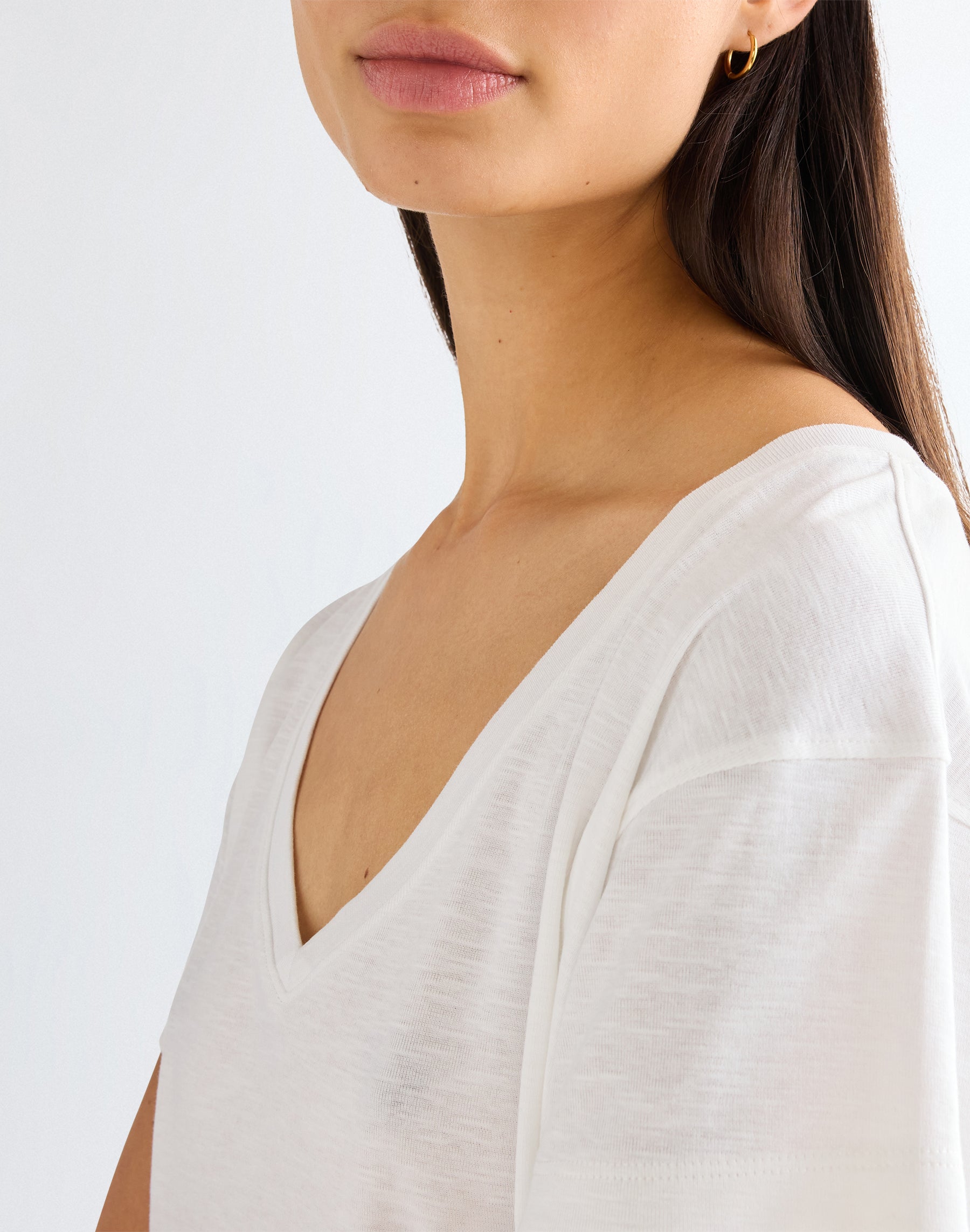 T-shirts Easy V Neck en blanc brillant Wrangler