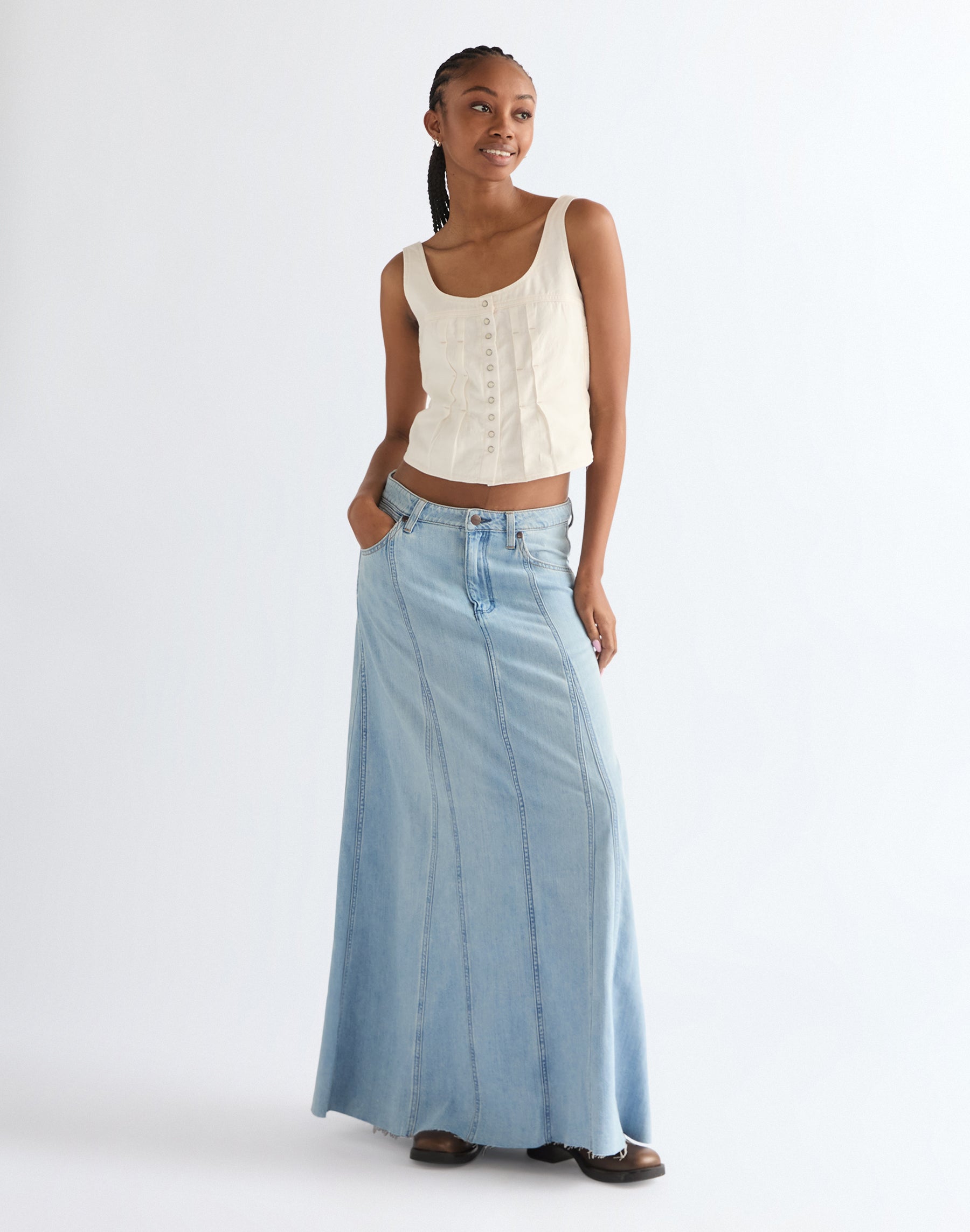 Haut corset plissé blanc délavé T-shirts Wrangler