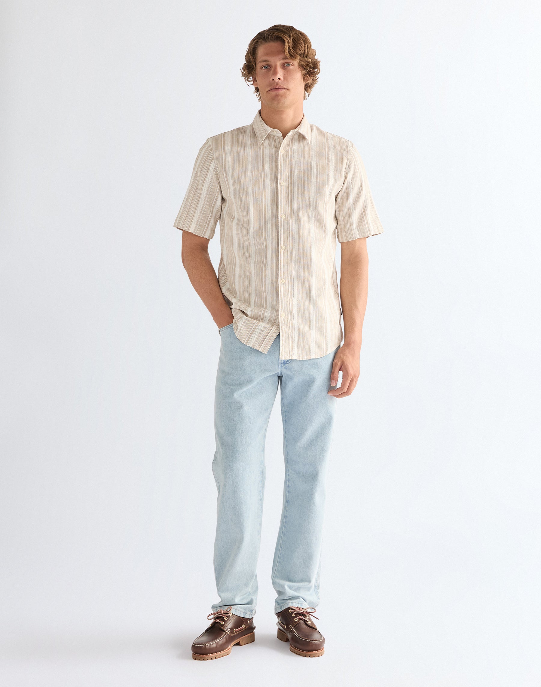 Chemise à manches courtes marron et blanc Chemises Wrangler