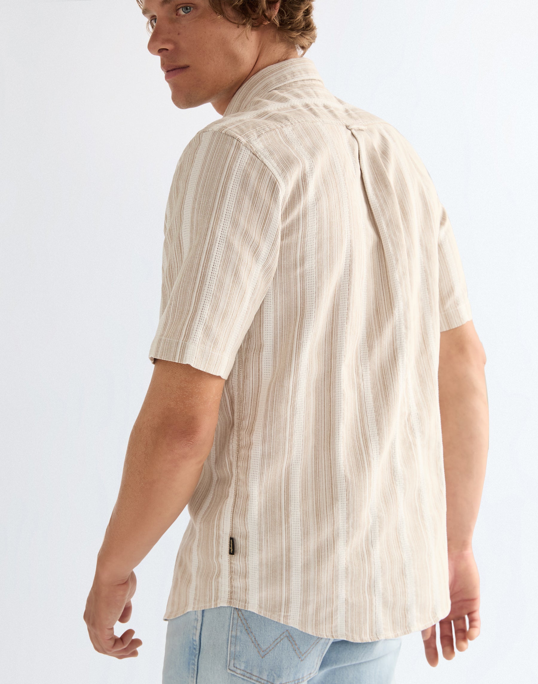 Chemise à manches courtes marron et blanc Chemises Wrangler