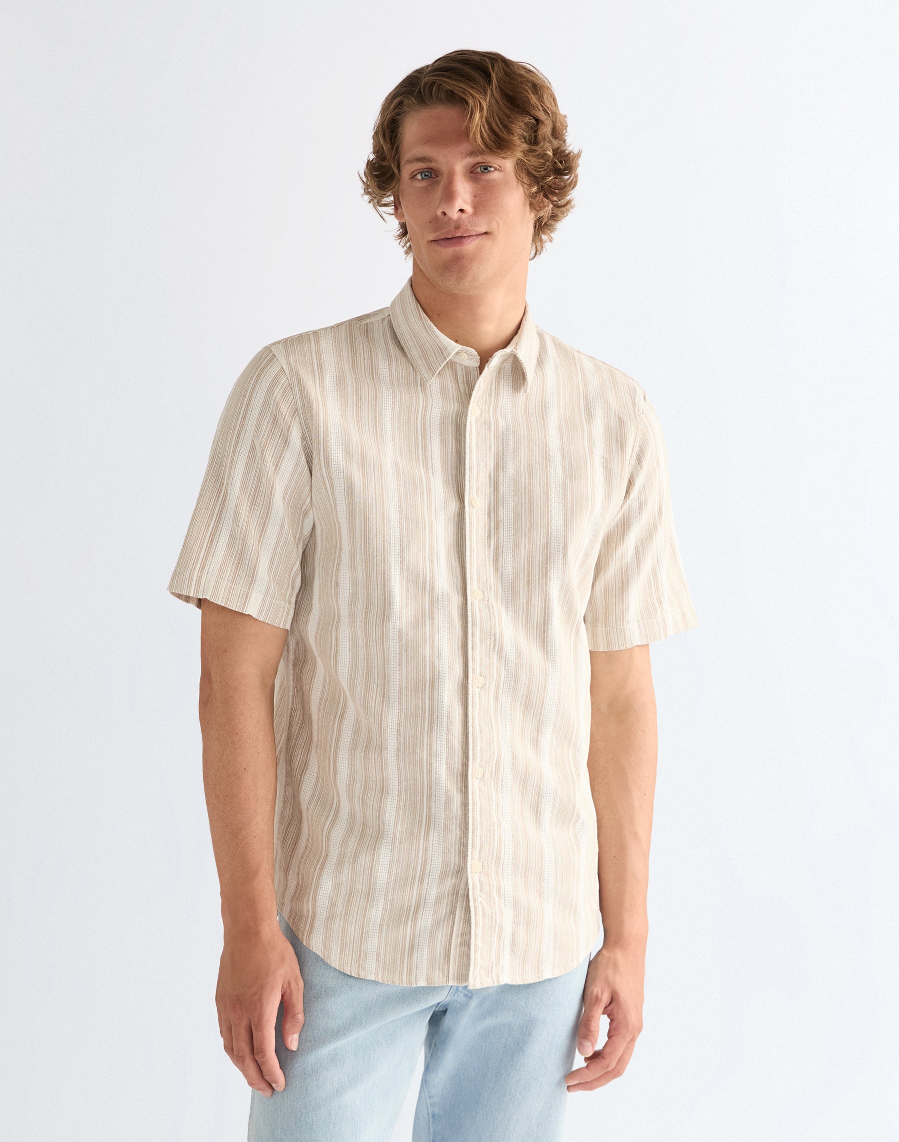 Chemise à manches courtes marron et blanc Chemises Wrangler