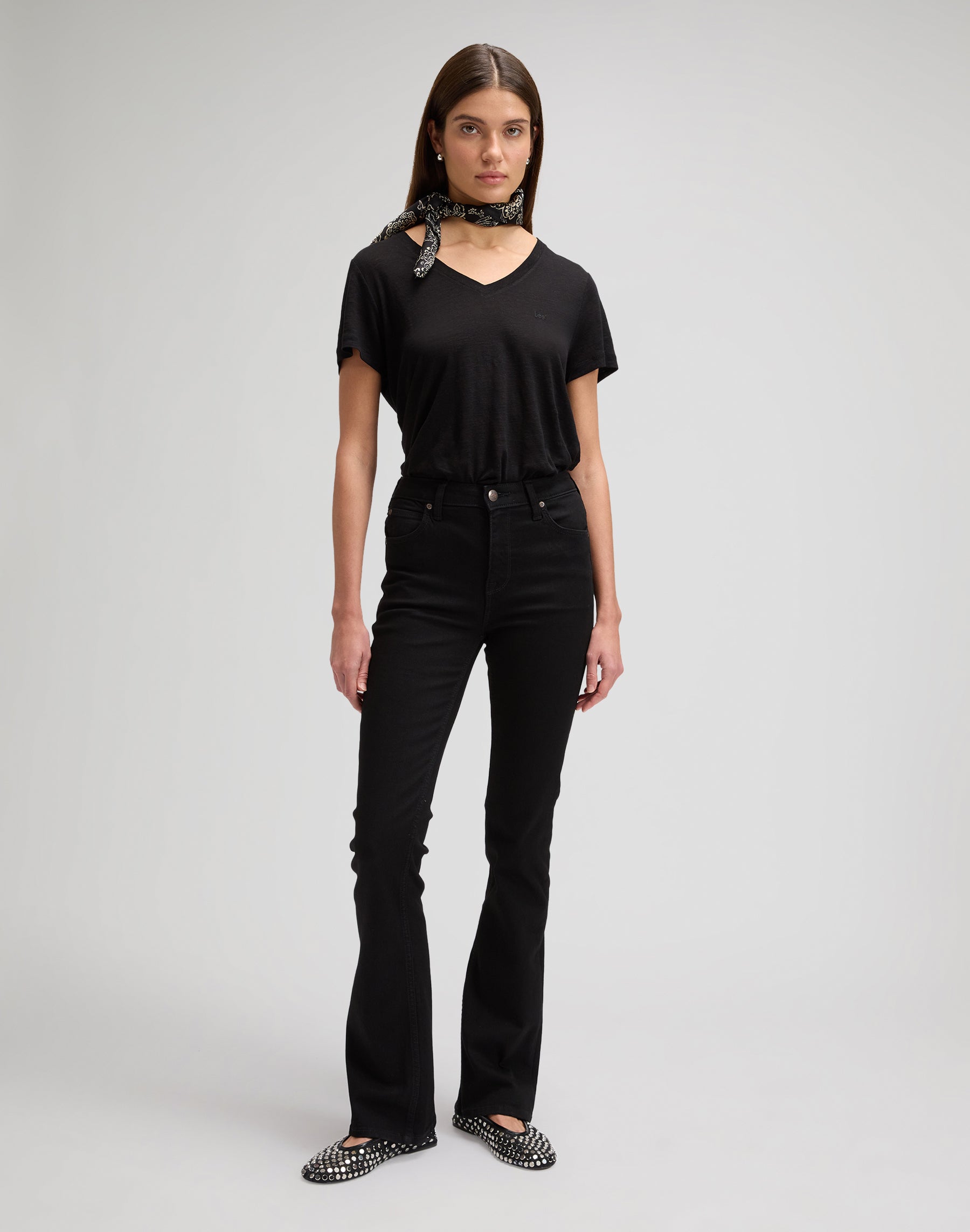 Tee shirt col en V en noir