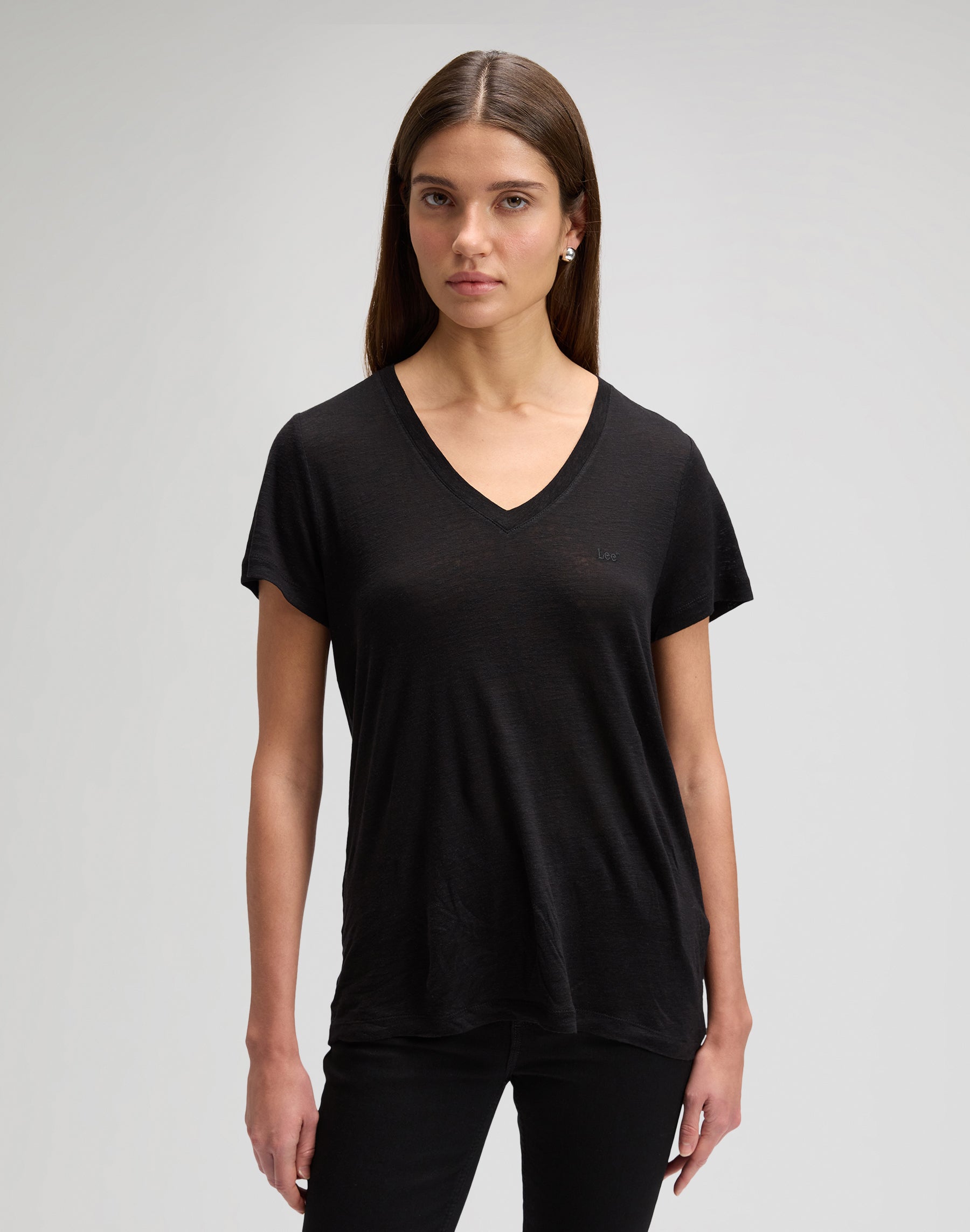 Tee shirt col en V en noir
