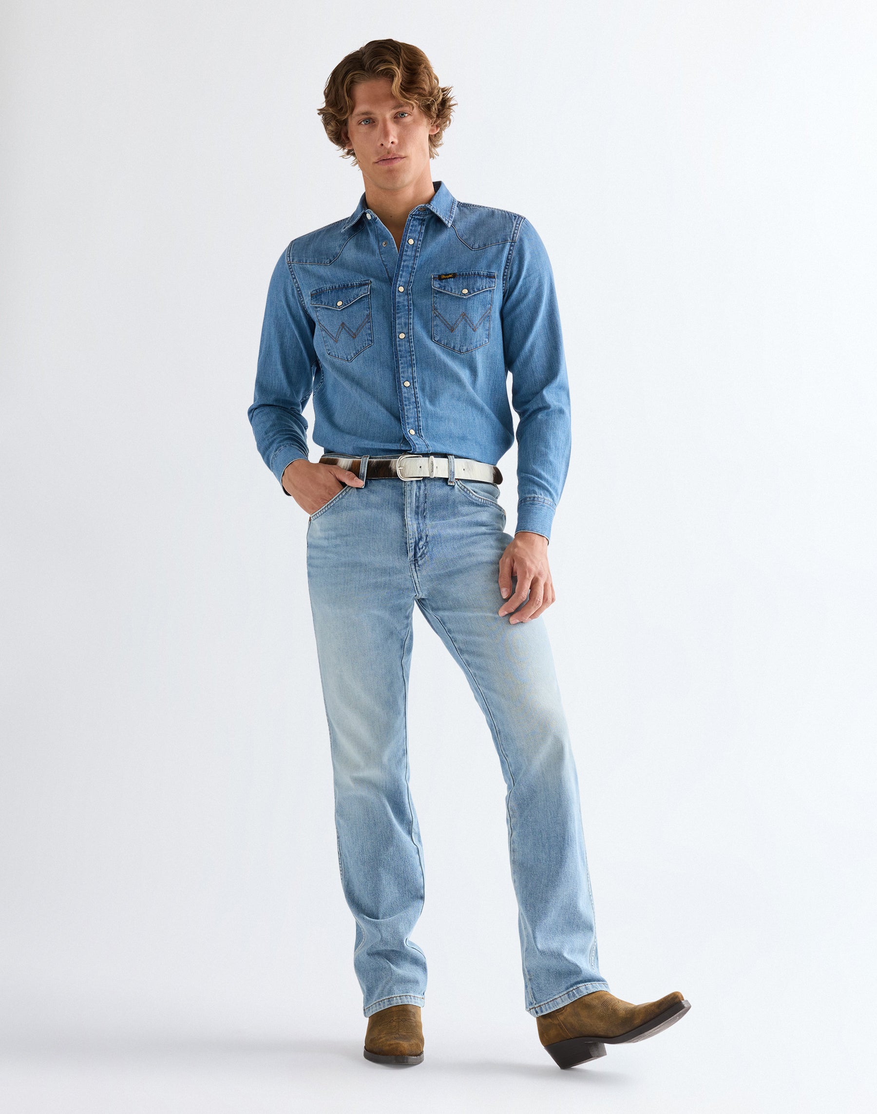 Ceinture Easy Belt en cuir de vachette Wrangler