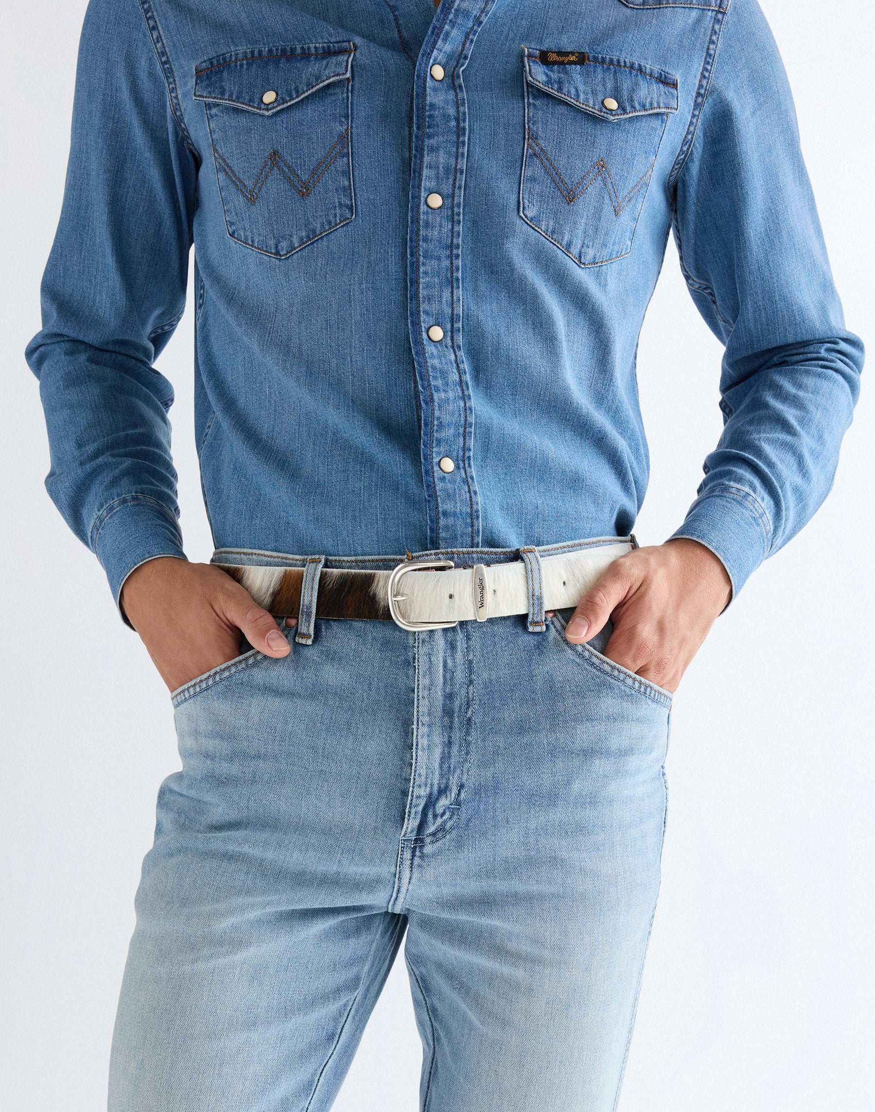 Ceinture Easy Belt en cuir de vachette Wrangler