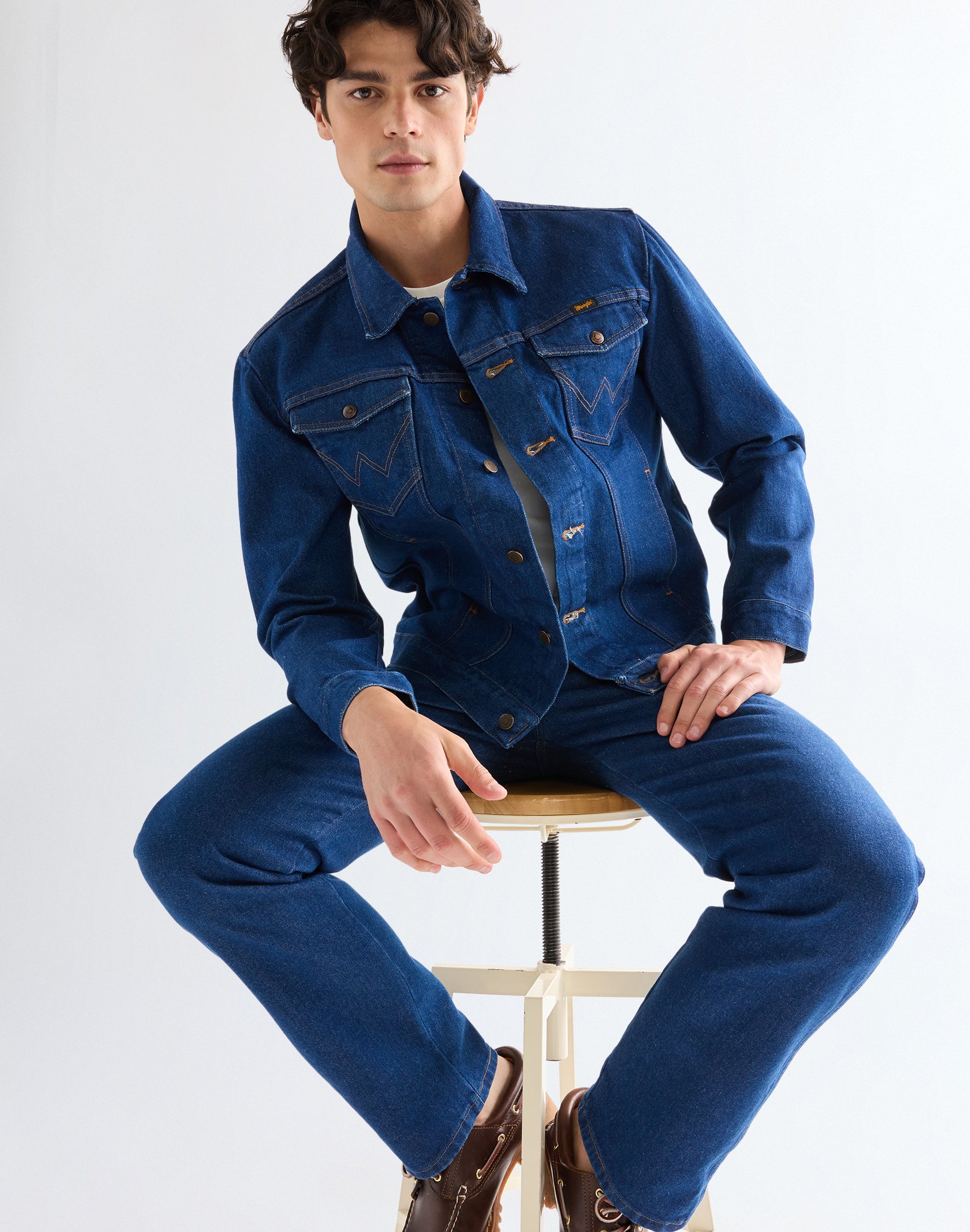 Veste Cowboy Cut en indigo prélavé Vestes Wrangler