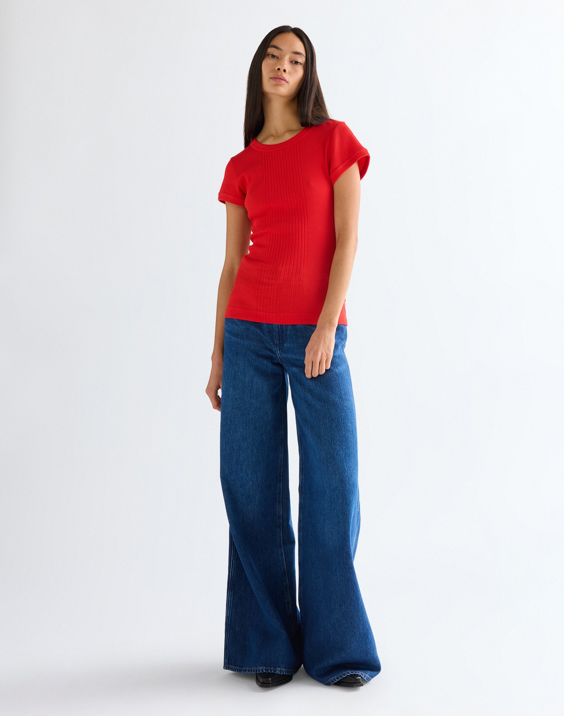 Chemise à côtes côtelées en Flame Scarlet T-shirts Wrangler