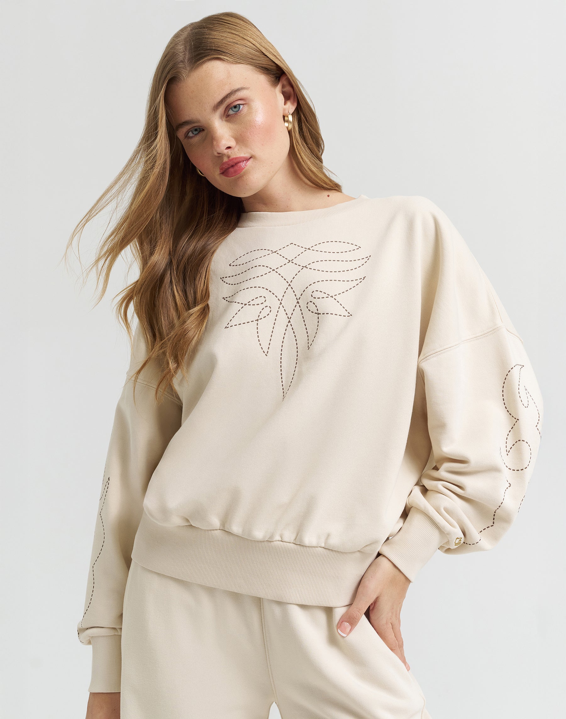 Sweat-shirt Cowboy couleur crème