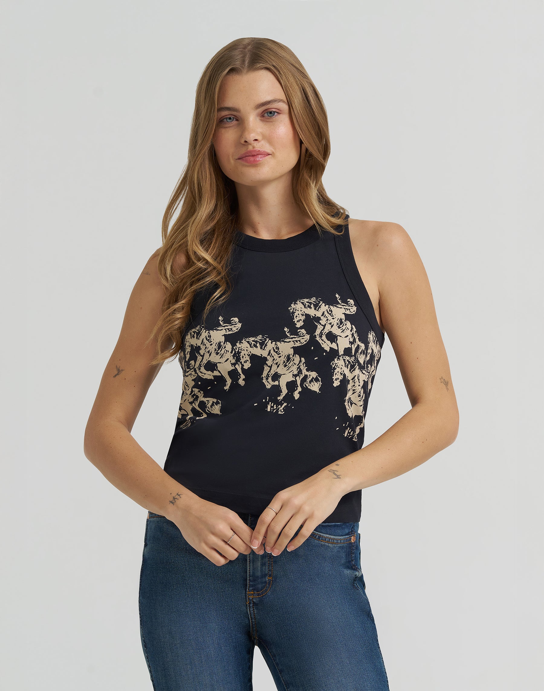 T-shirt Cowboy Tank en noir Wrangler