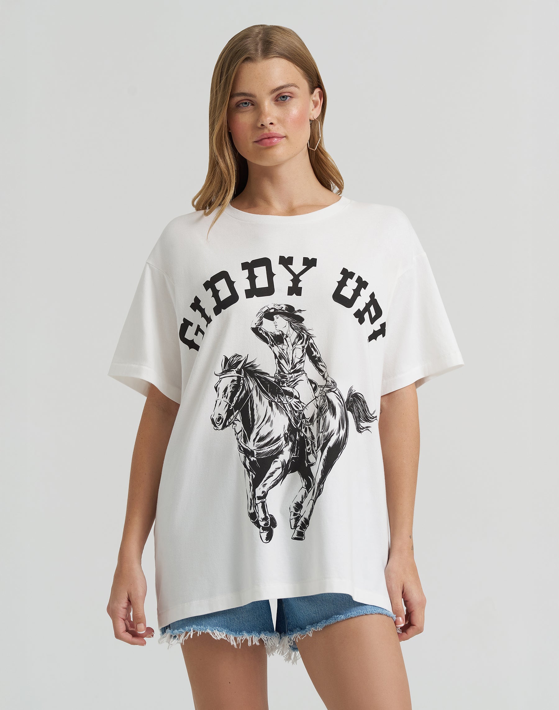 T-shirt Giddy Up en blanc T-shirts Wrangler