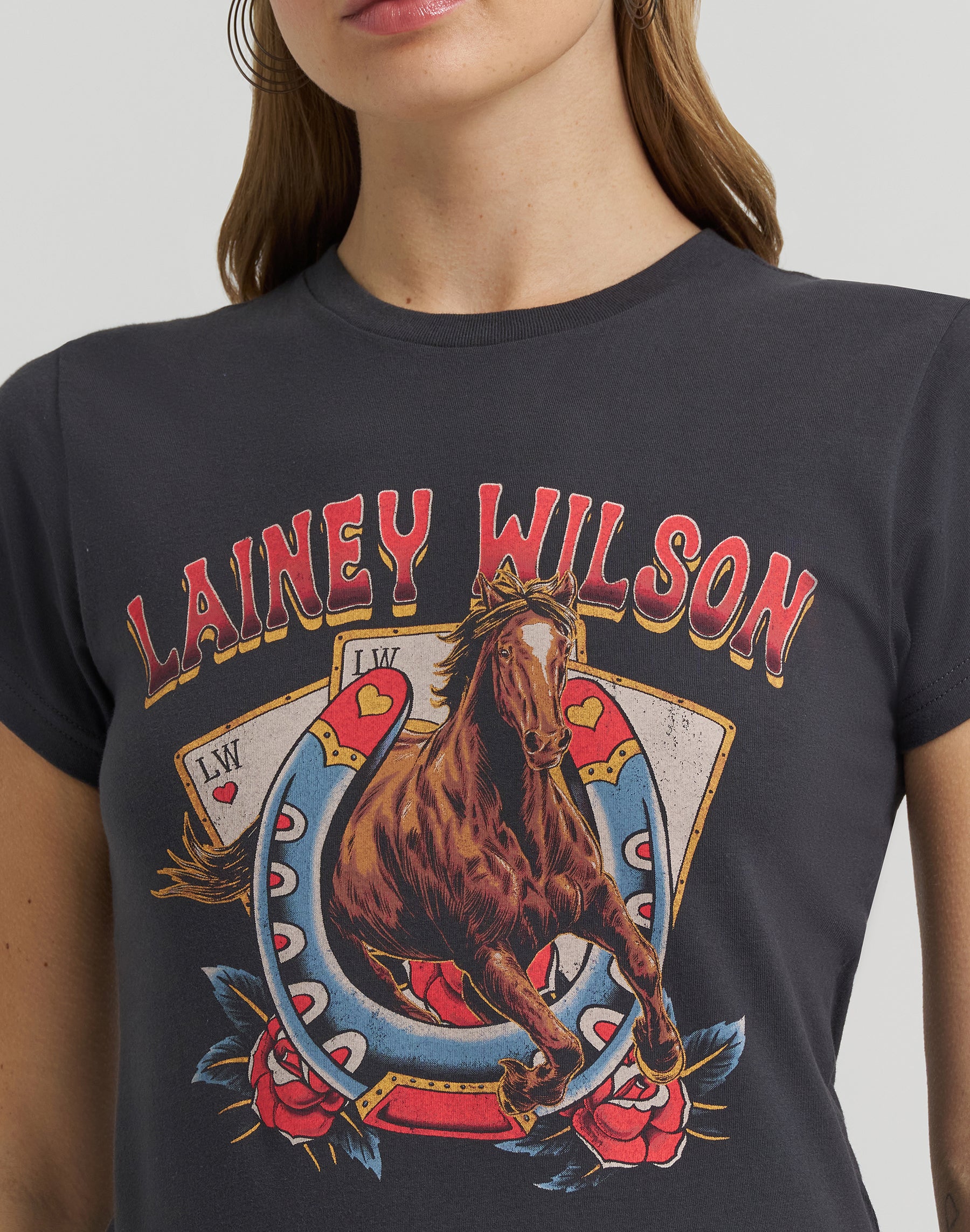 T-shirt Horse Cards Tee en noir T-shirts Wrangler