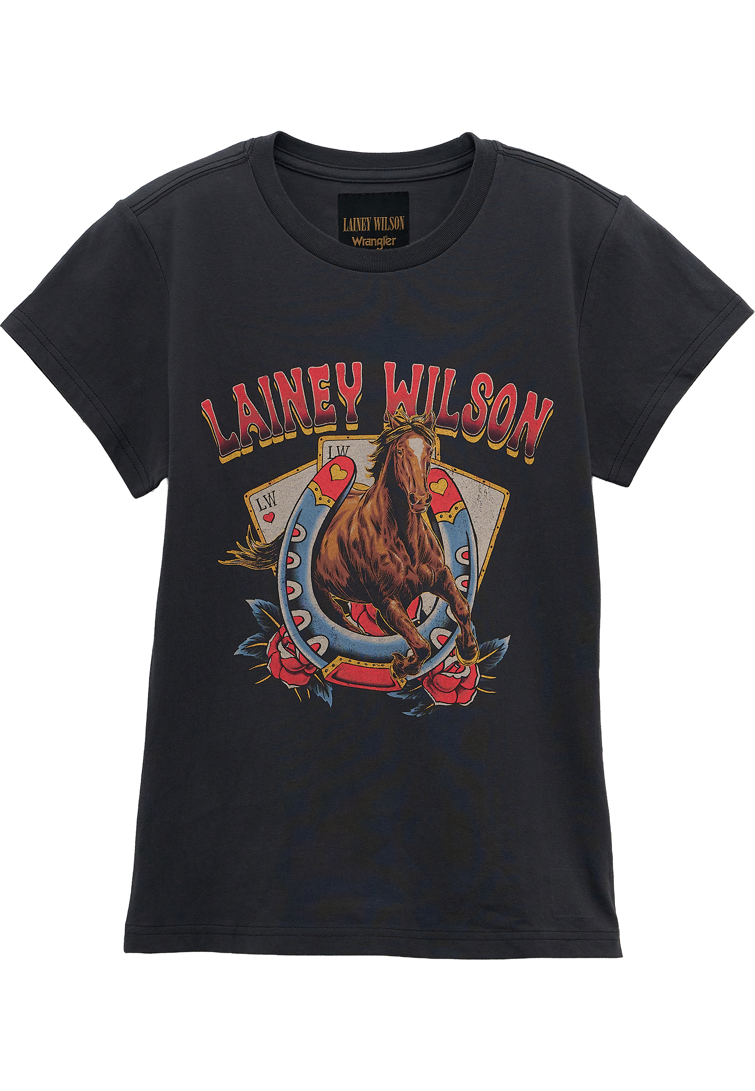 T-shirt Horse Cards Tee en noir T-shirts Wrangler