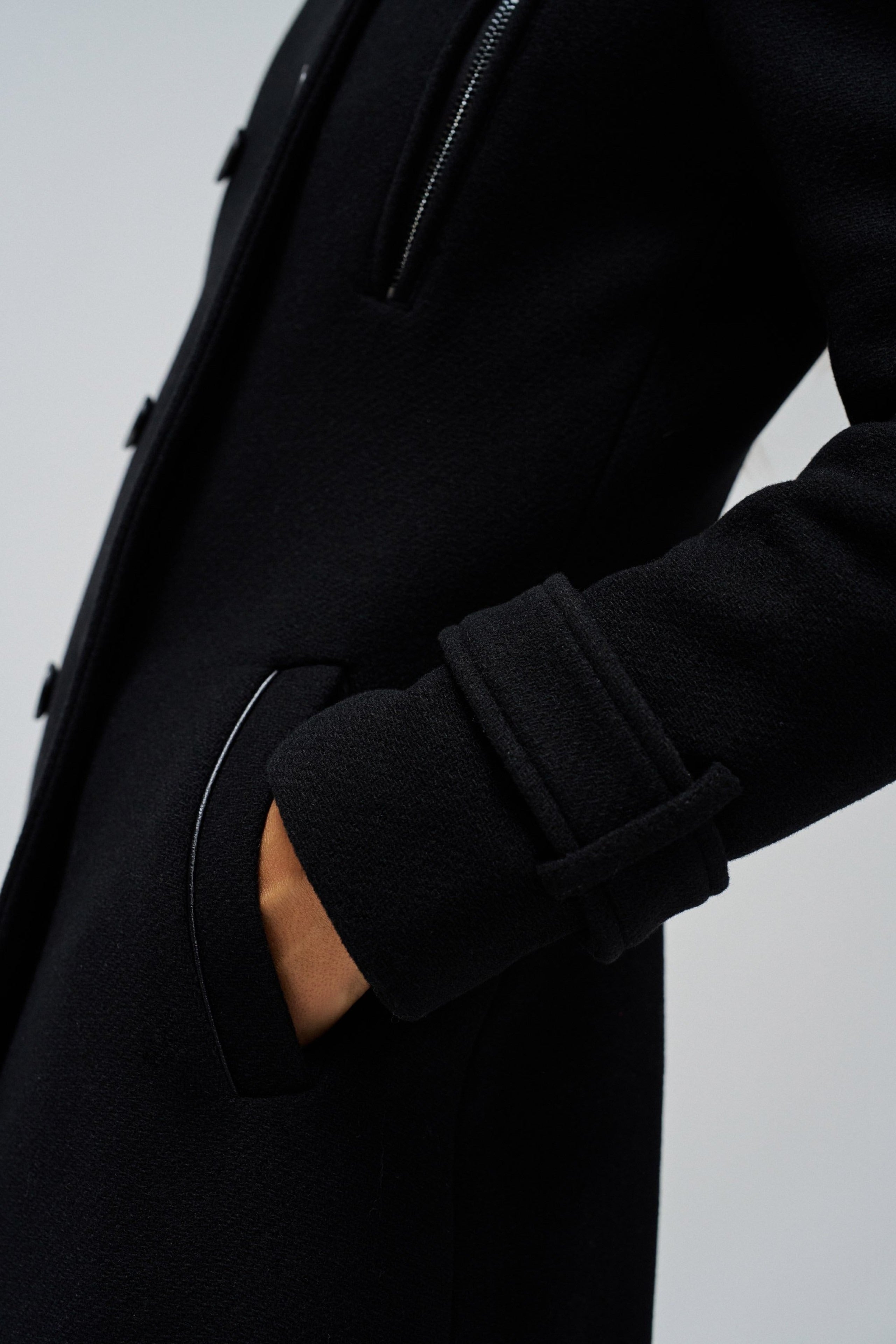 Grace Long Woolen Coat in Black Vestes Salsa Jeans