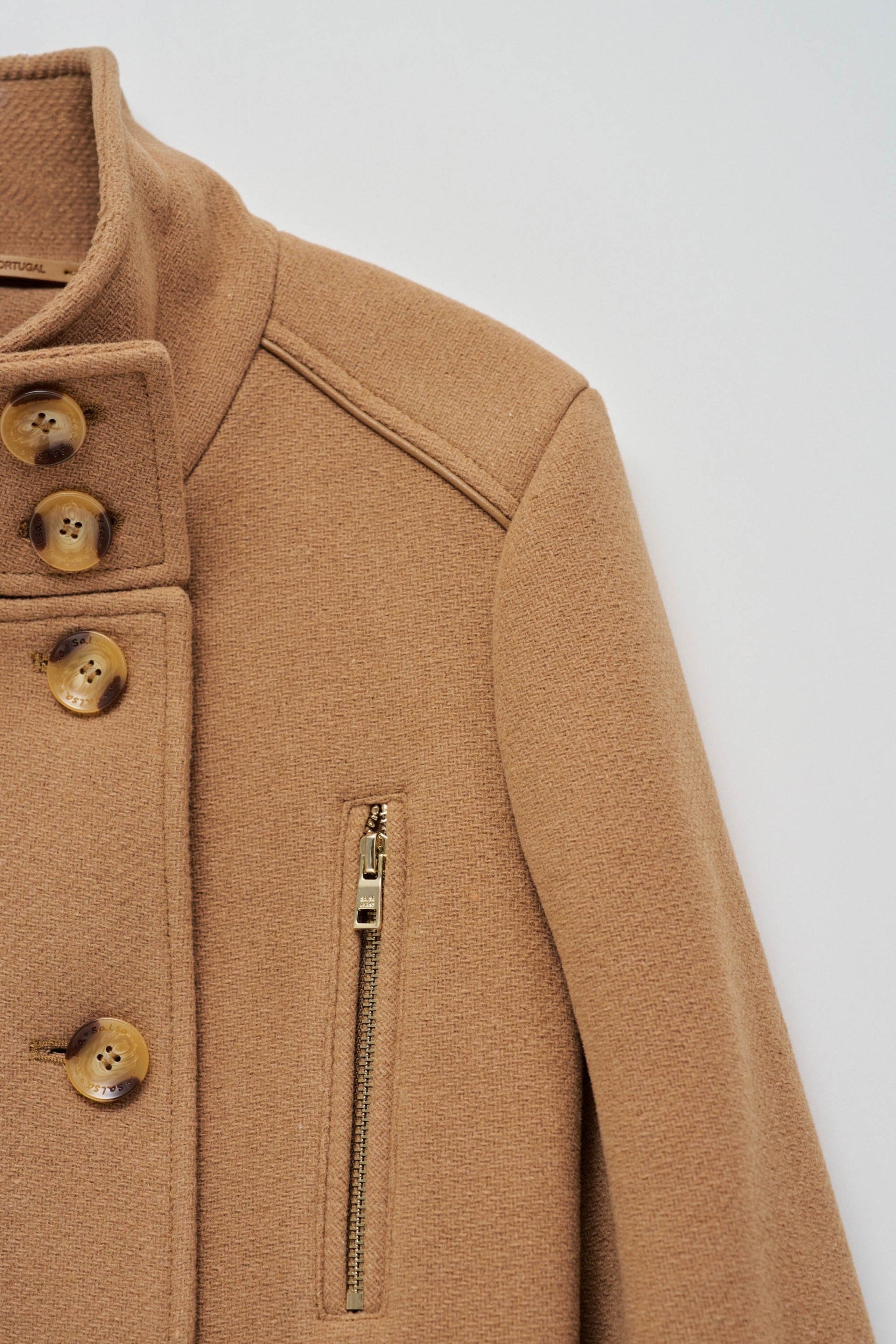 Grace Long Woolen Coat in Medium Beige Vestes Salsa Jeans