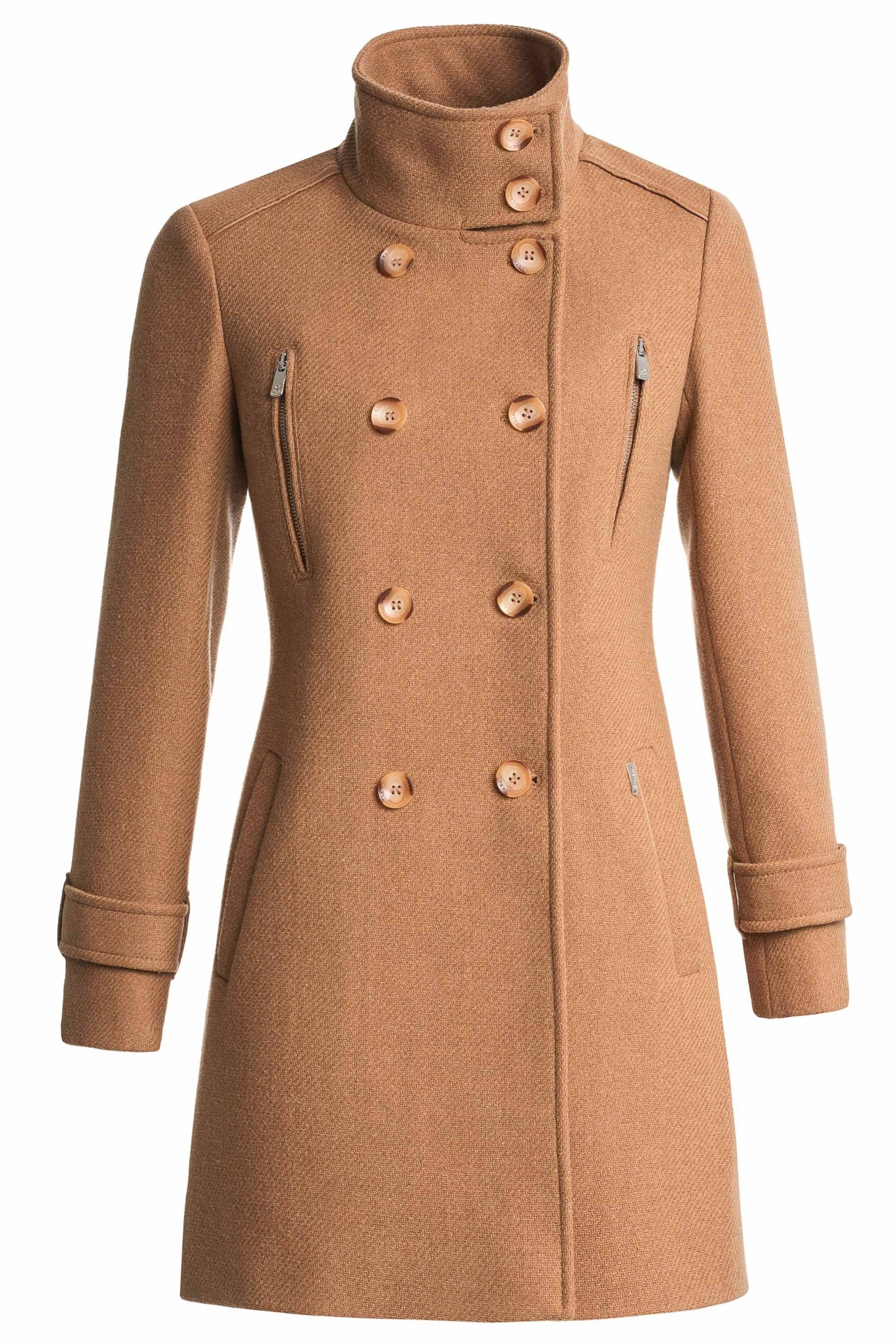 Grace Long Woolen Coat in Medium Beige Vestes Salsa Jeans