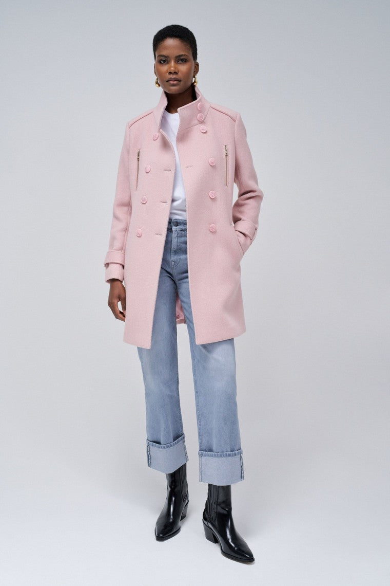 Grace Long Woolen Coat in Medium Pink V2 Vestes Salsa Jeans   