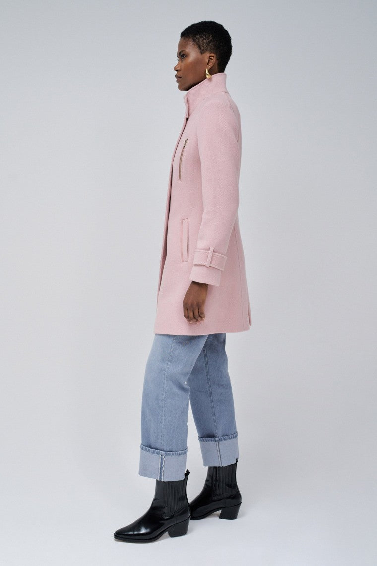 Grace Long Woolen Coat in Medium Pink V2 Vestes Salsa Jeans   