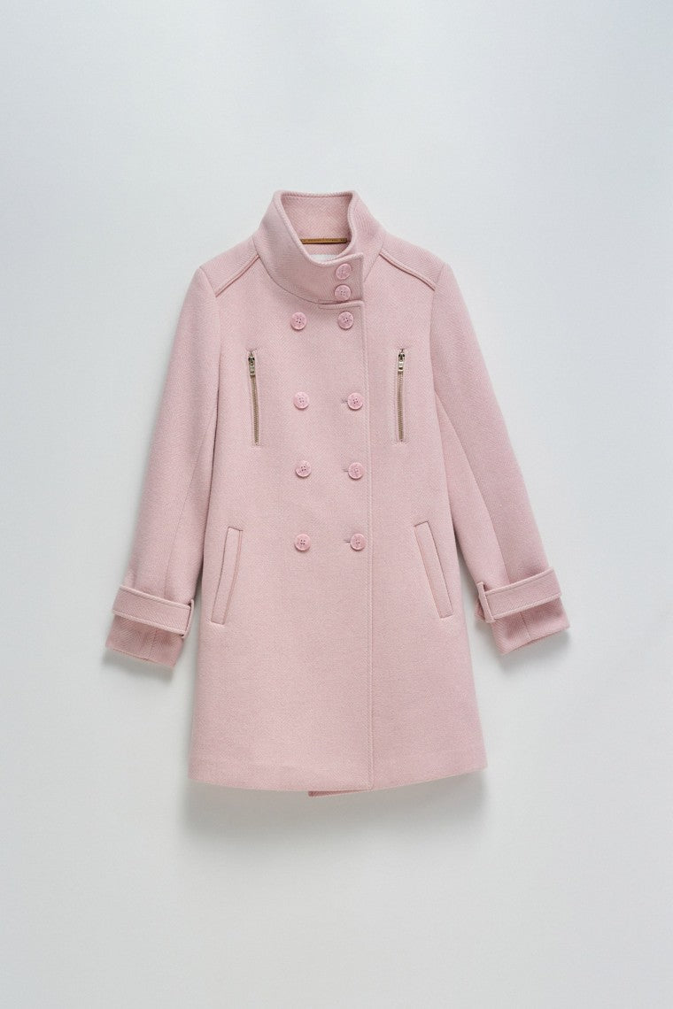 Grace Long Woolen Coat in Medium Pink V2 Vestes Salsa Jeans   