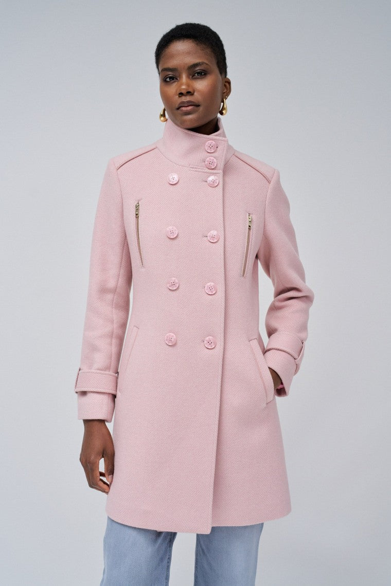 Grace Long Woolen Coat in Medium Pink V2 Vestes Salsa Jeans   