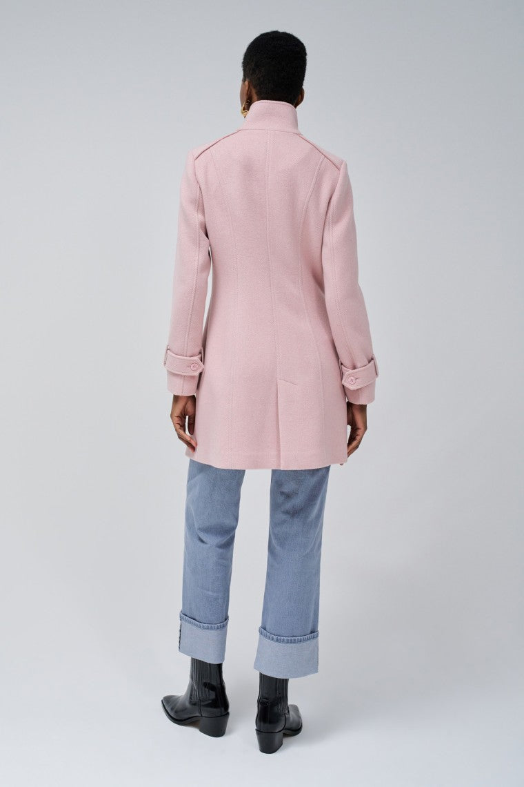 Grace Long Woolen Coat in Medium Pink V2 Vestes Salsa Jeans   