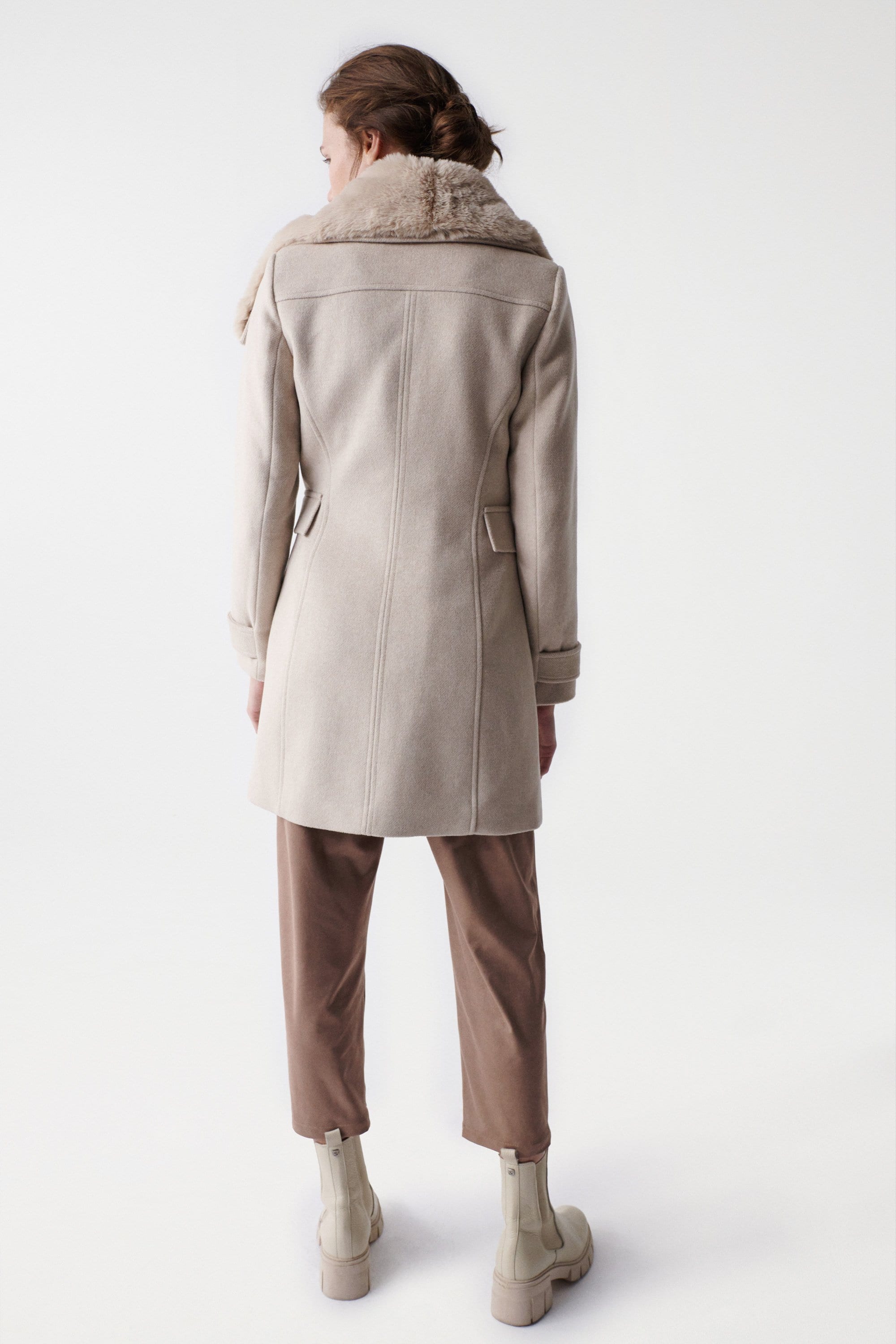 Wool Coat in Medium Beige Vestes Salsa Jeans   