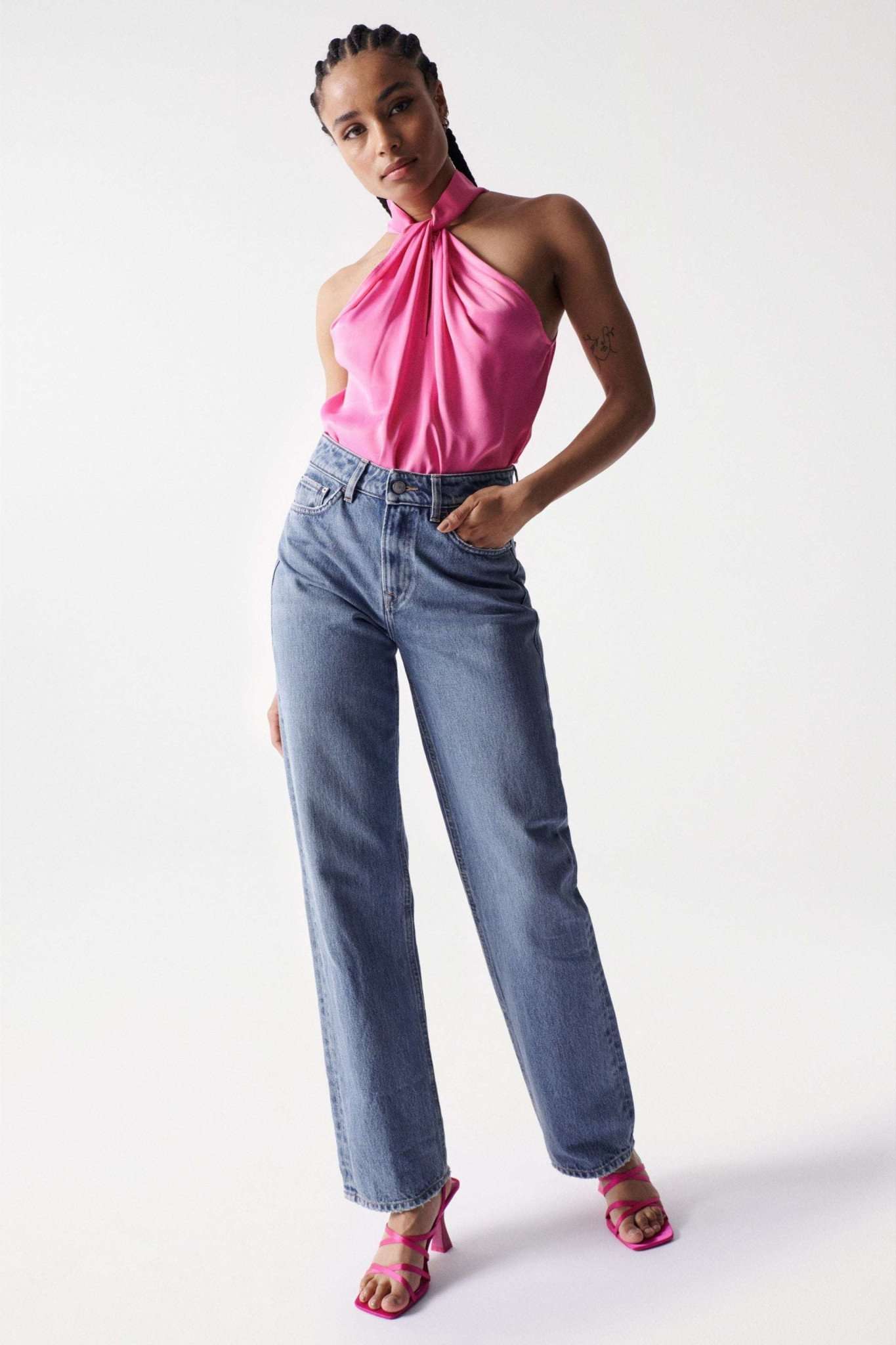 Top dos-nu en satin rose moyen Tops Salsa Jeans   