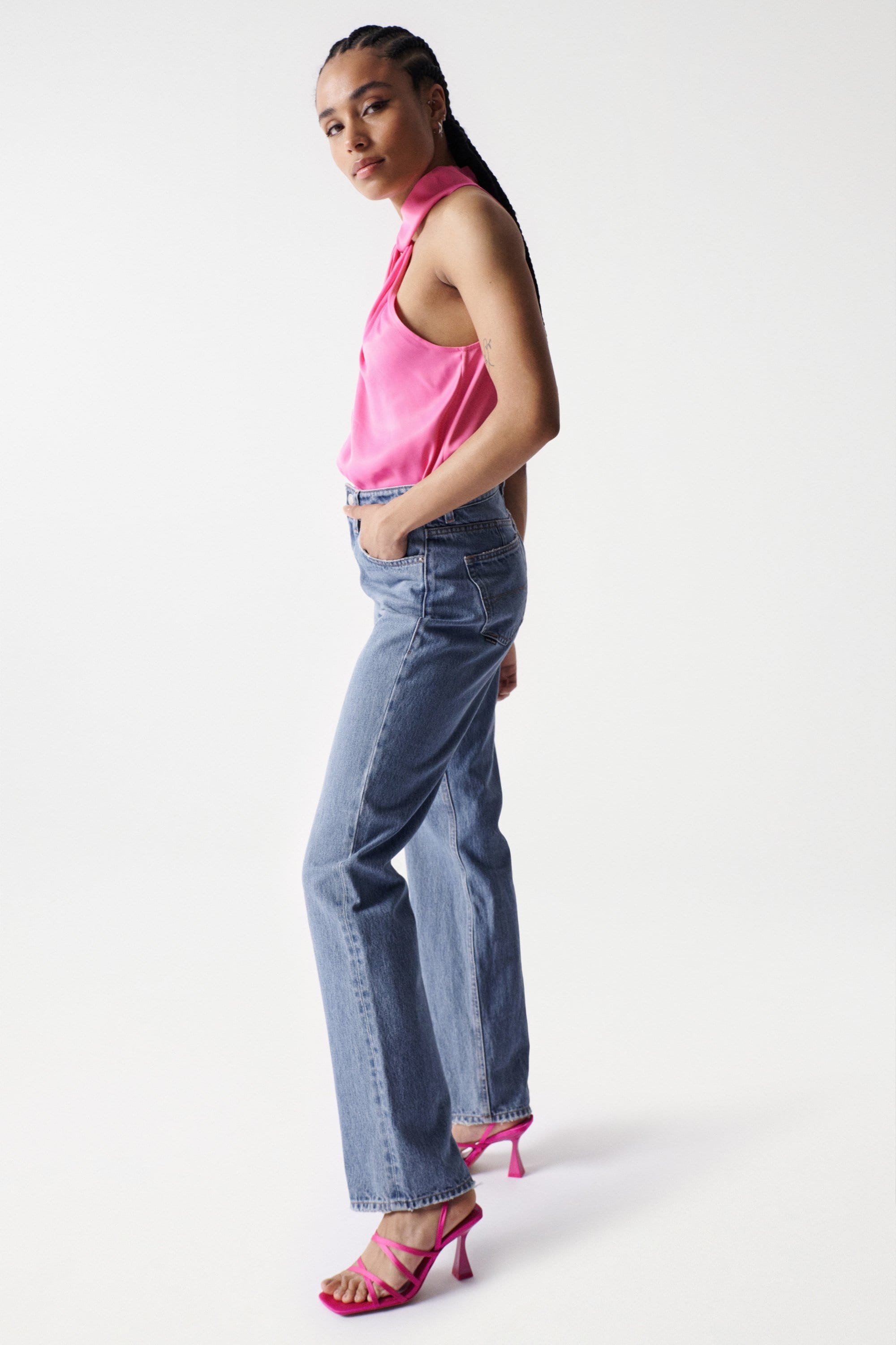 Top dos-nu en satin rose moyen Tops Salsa Jeans   