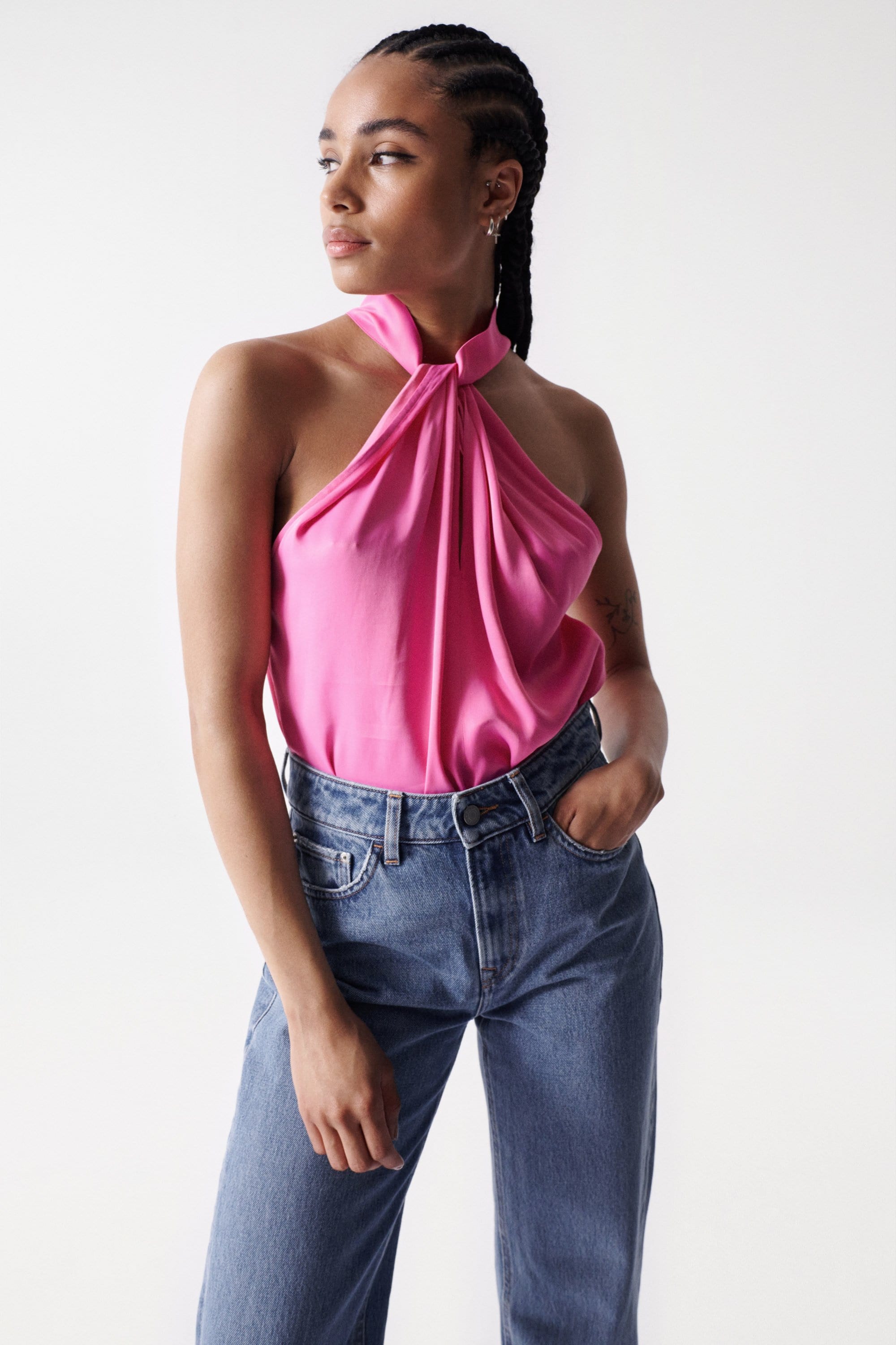 Top dos-nu en satin rose moyen Tops Salsa Jeans   